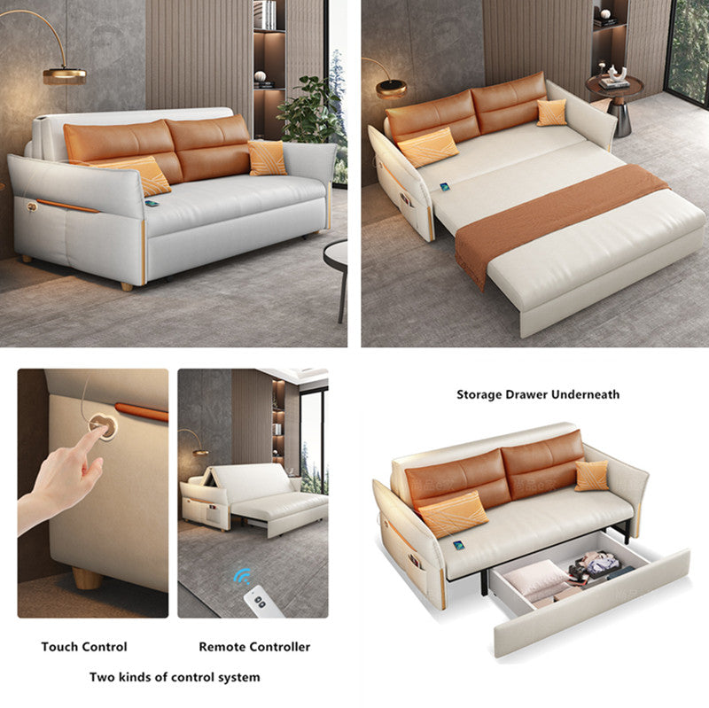 🔥【Clearance sale, last day】Remote Controlled Power Sleeper Sofa Bed with Underneath Storage Drawer