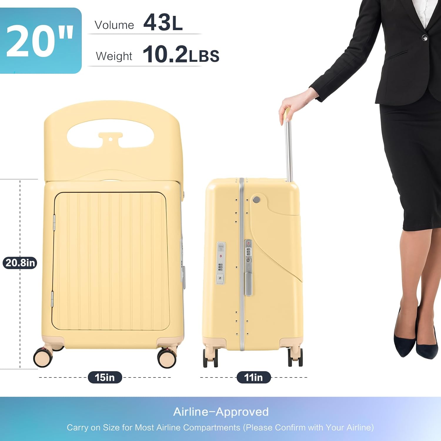 🎉【Buy 1 Get 1 Free】smilesun 20 Carry On Luggage with Seat For Kids & Adults，Hardside Ride On Suitcase with 360°Spinner and TSA Lock For Travel.