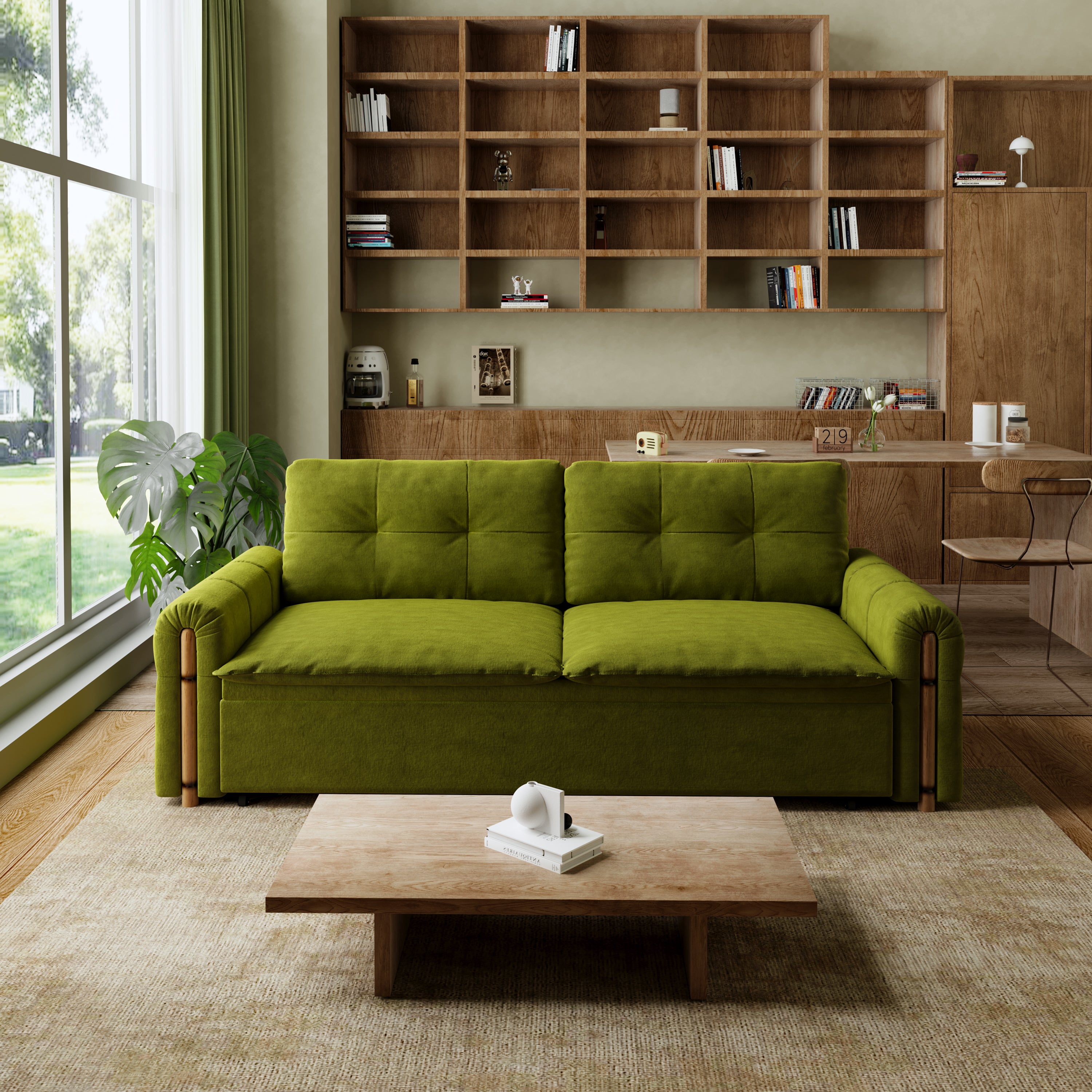 ❤️‍🔥【Last Day!! Buy 1 Get 1 Free】2in1 Multifunctional Folding Sofa Bed - Vintage Pet Friendly Bamboo Design Sofa Bed with Storage！