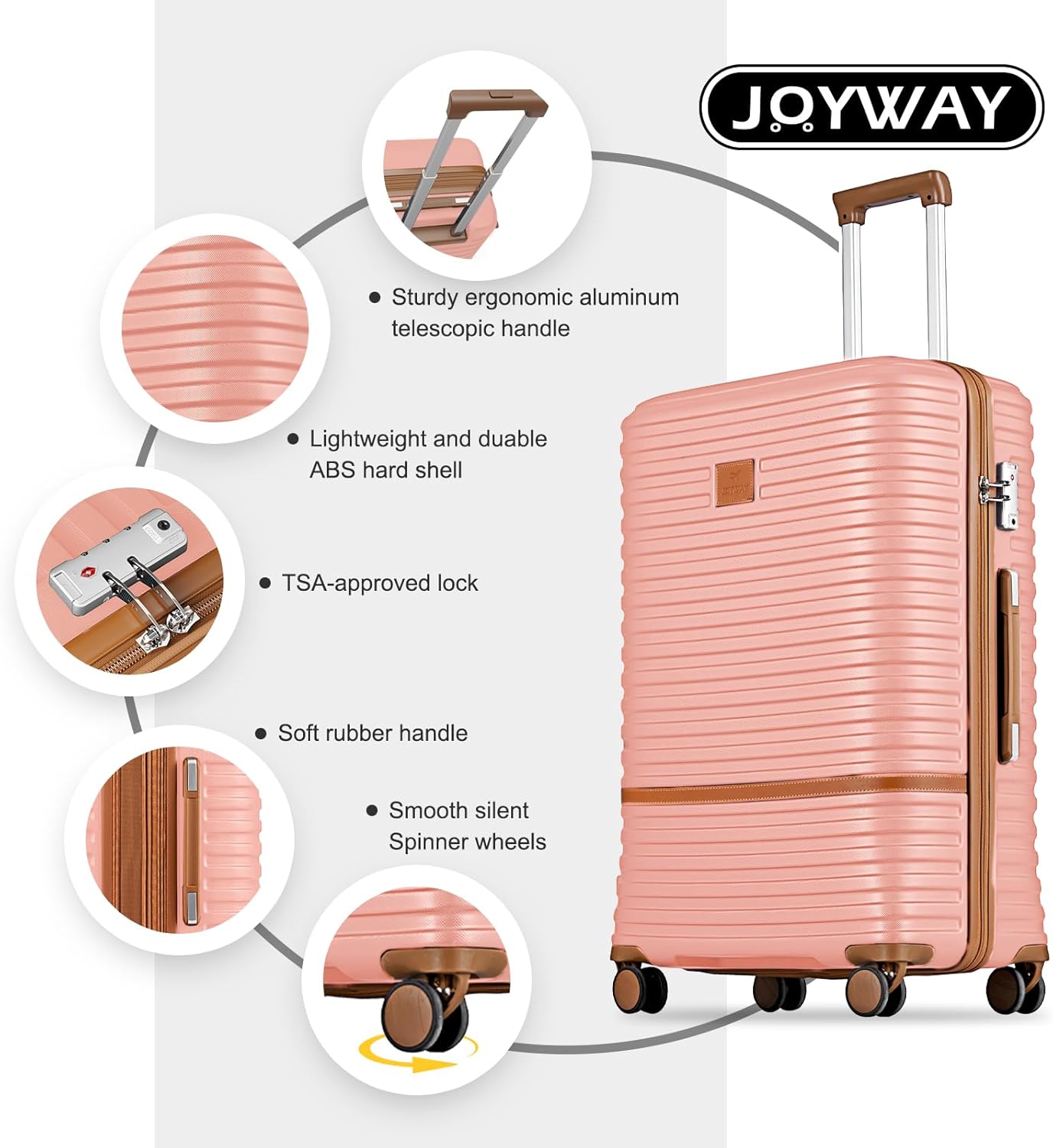 🔥【Jumia warehouse clearance】Joyway Luggage Set 7 Piece Suitcase Sets with Spinner Wheel,Hardside Expandable Travel Laggage with TSA Lock (18/20/24/28 White