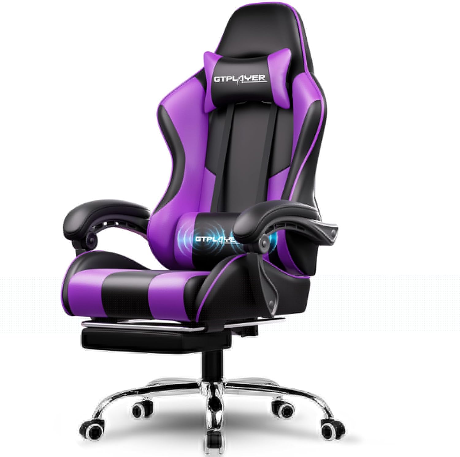 🌟【Buy 1 Get 1 Free】GTPLAYER Gaming Chair, Computer Chair with Footrest and Lumbar Support, Height Adjustable Game Chair with 360°-Swivel Seat and Headrest and for Office or Gaming