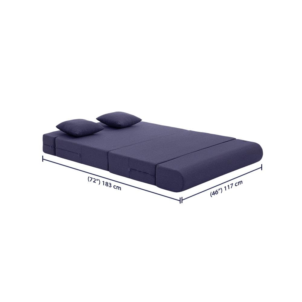 📆[Last Day For Clearance] Wakefit Polyester Sofa Cum Bed | 5 Year Warranty | 3 Seater, Sofa Bed 6 X 5 Feet, Foldable Sofa Cum Bed with 2 Cushion - Flipper (Warpknit: Grey)