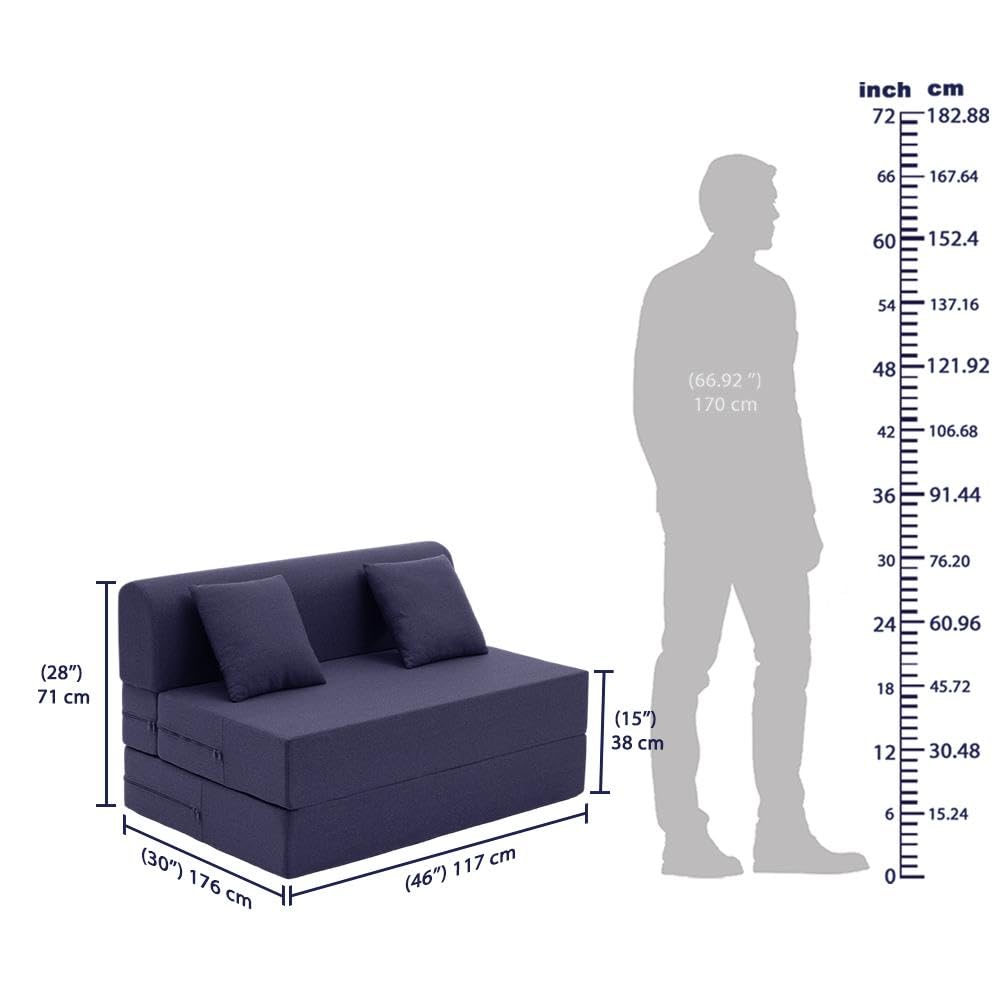 📆[Last Day For Clearance] Wakefit Polyester Sofa Cum Bed | 5 Year Warranty | 3 Seater, Sofa Bed 6 X 5 Feet, Foldable Sofa Cum Bed with 2 Cushion - Flipper (Warpknit: Grey)