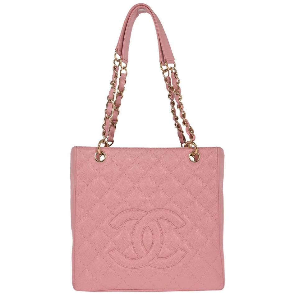 Chanel Pink Calfskin Petite Shopping Tote PST Chain Handbag