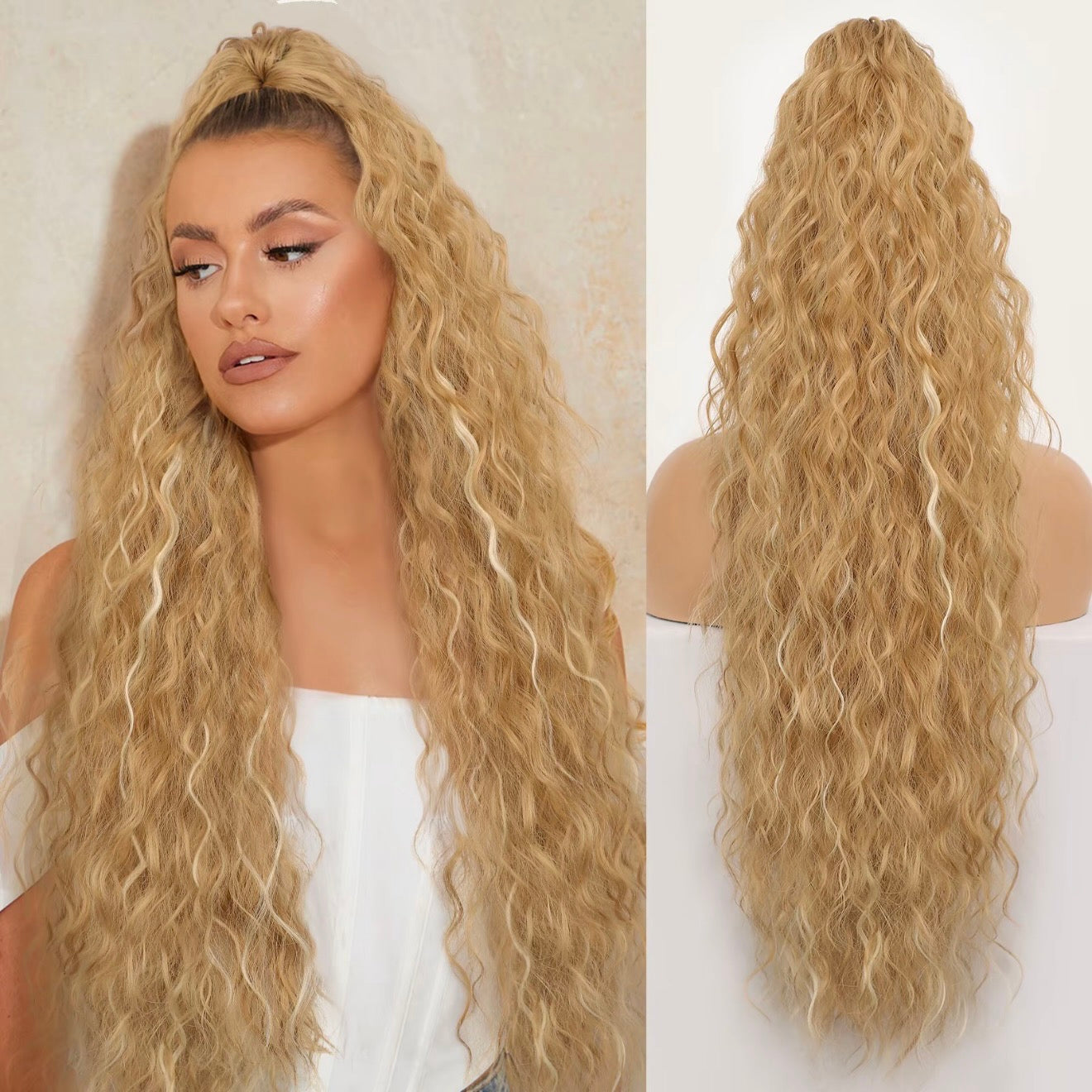 💜 LAST DAY PROMOTION - 70%OFF💜Curly Wavy Frizzy Hair Extension with Ponytail