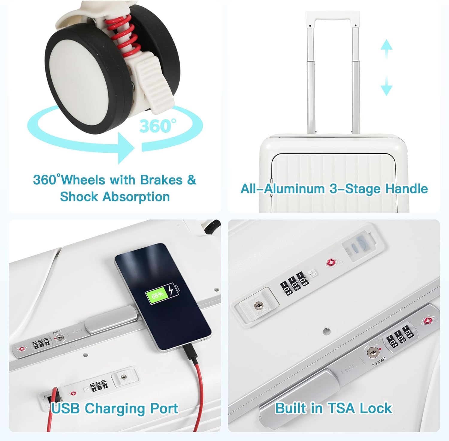 🎉【Buy 1 Get 1 Free】smilesun 20 Carry On Luggage with Seat For Kids & Adults，Hardside Ride On Suitcase with 360°Spinner and TSA Lock For Travel.