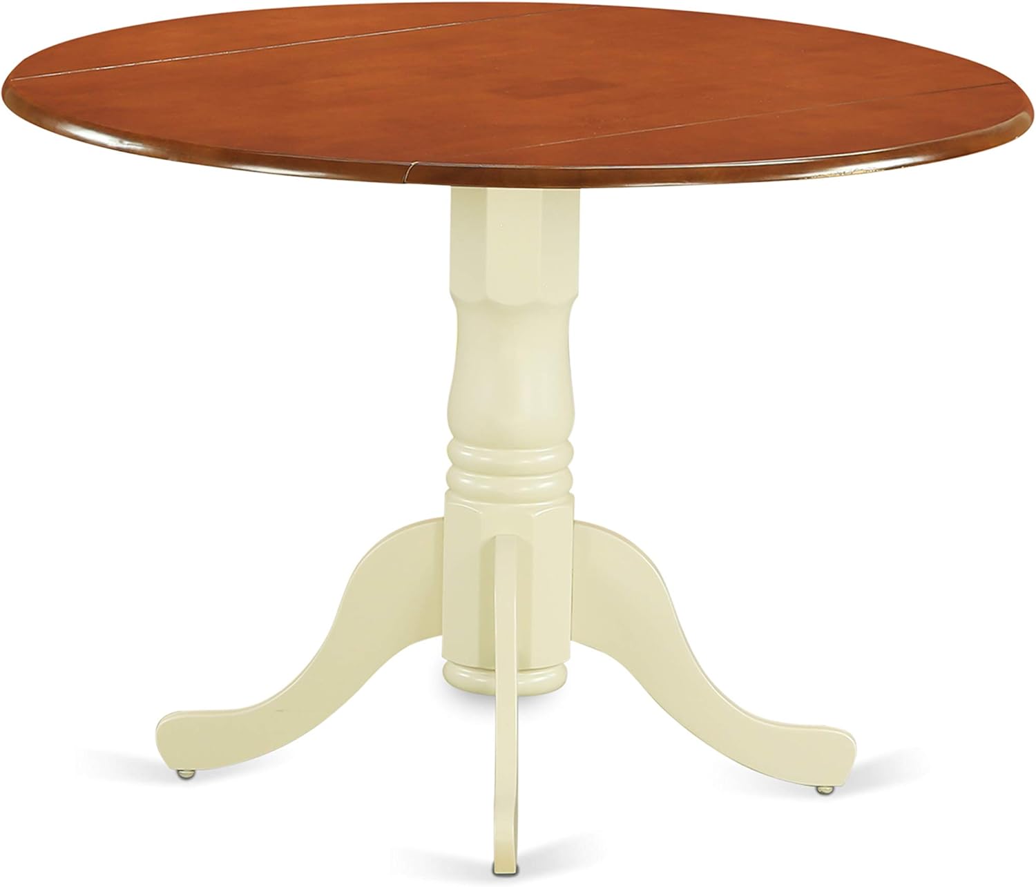 🔥 East West Furniture DLKE5-BCH-W 5 Piece Dining Room Furniture Set Includes a Round Dining Table with Dropleaf and 4 Wood Seat Chairs, 42x42 Inch, Black & Cherry