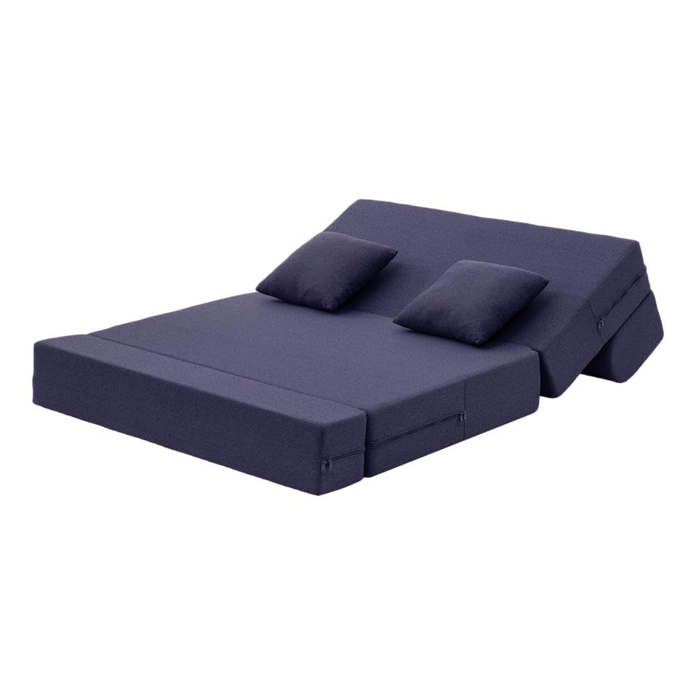📆[Last Day For Clearance] Wakefit Polyester Sofa Cum Bed | 5 Year Warranty | 3 Seater, Sofa Bed 6 X 5 Feet, Foldable Sofa Cum Bed with 2 Cushion - Flipper (Warpknit: Grey)