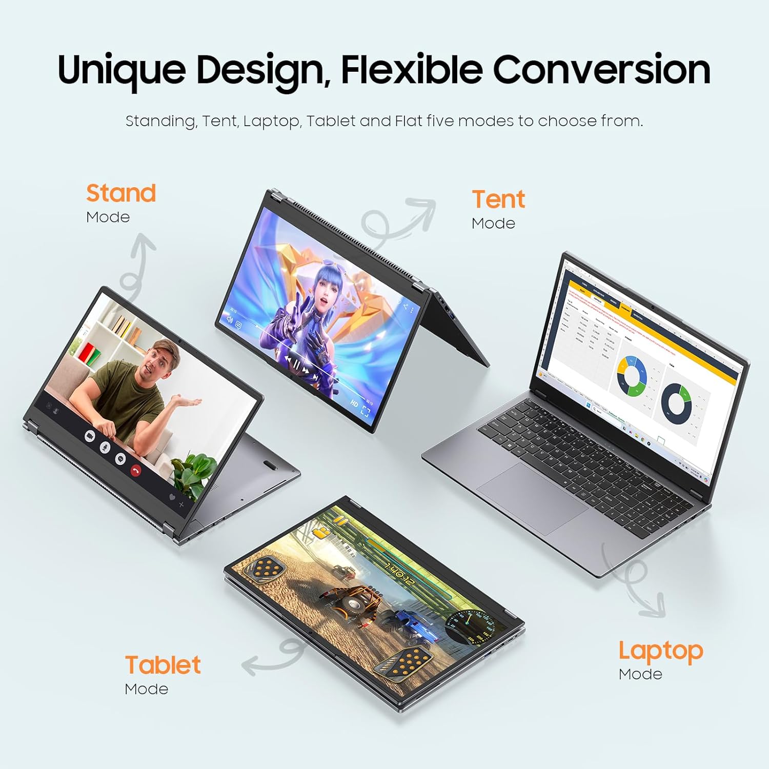 ⏰【Limited Edition】EYY 2 in 1 Laptop Computer, 15.6 16GB DDR4 512GB SSD Touchscreen Notebook, AMD Ryzen R3 3200U(Up to 3.5 GHz), Radeon Vega 3, 1920x1080 FHD Display, WiFi, BT5.1 RJ45, Blacklit Keyboard