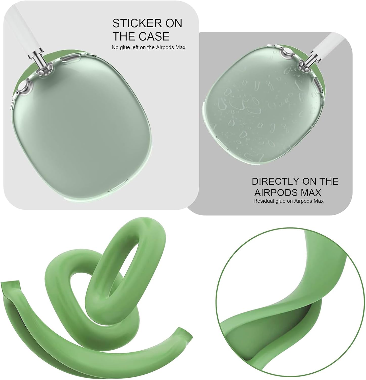 3 in 1 Silicone Case Cover Compatible with Apple Airpods Max Headphones, Clear Soft TPU Ear Cups Cover/Silicone Ear Pad Case Cover/Headband Cover Compatible with Apple Airpods Max (Clear Pink)