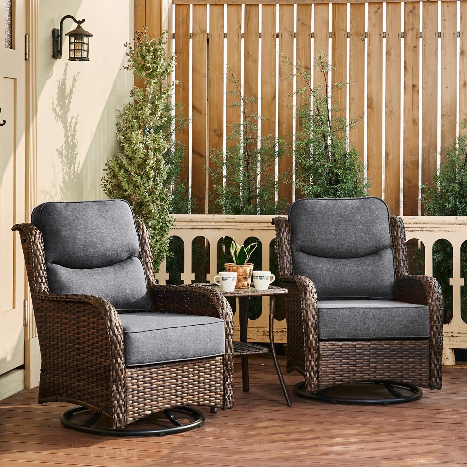 Luxury Outdoor Swivel Rocker Patio Chairs of 2