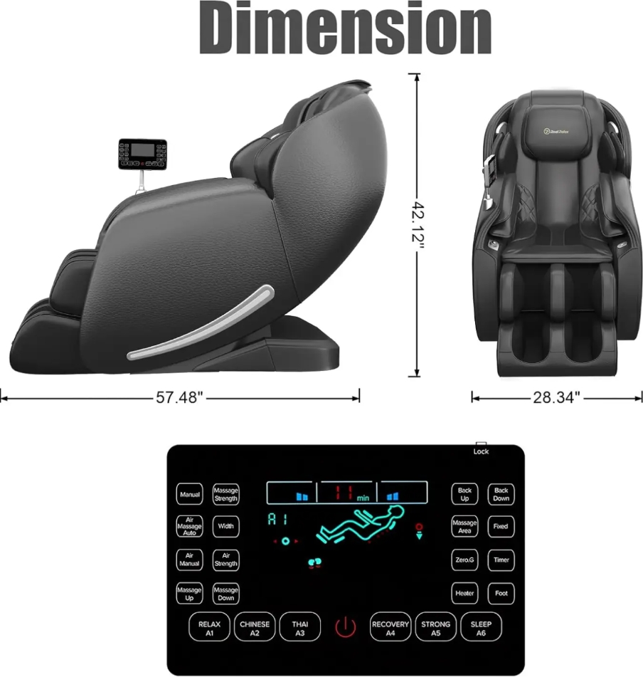 🌹【Price reduction today only】Real Relax 2025 Massage Chair Full Body, Zero Gravity SL-Track Shiatsu Massage Recliner with Heat, APP Control, Child Lock, Body Scan Bluetooth Foot Roller, Favor 06, All Black