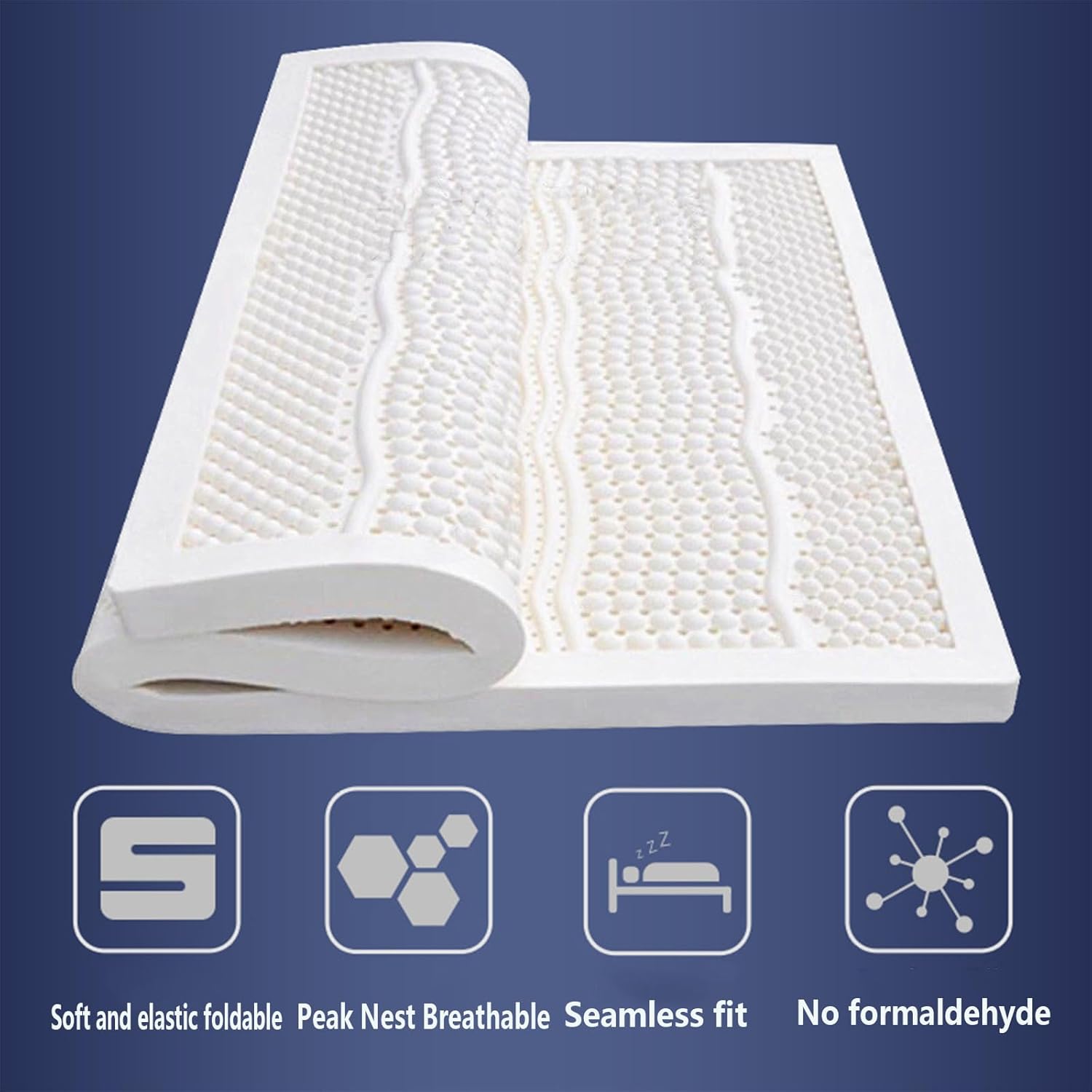 🔥【Buy 1, get 2 free】🔥【2 soft plastic pillows of the same design】🎉TFDRSEXVD 100% Natural Latex Mattress,Compression and No Deformation,Honeycomb Pore Ventilation,Soft and Comfortable！