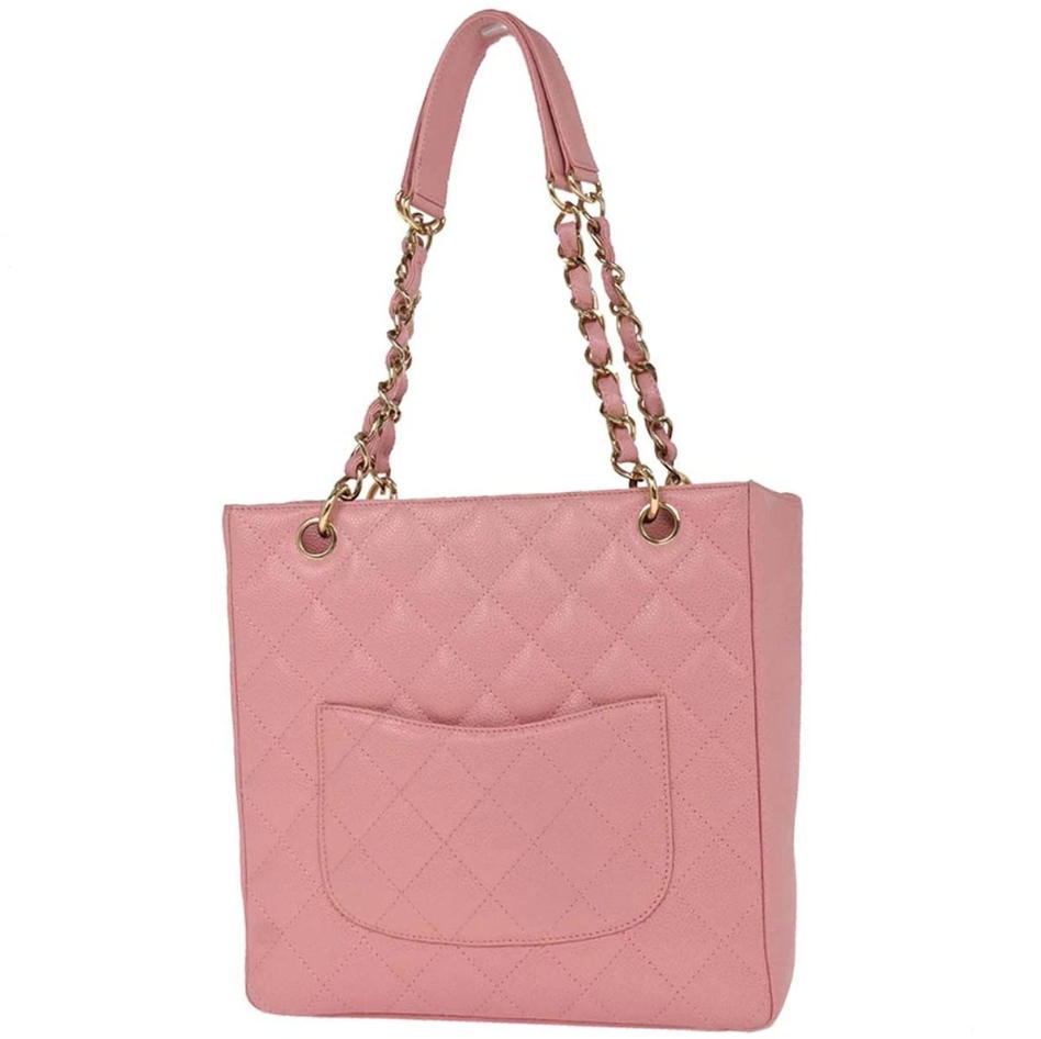 Chanel Pink Calfskin Petite Shopping Tote PST Chain Handbag