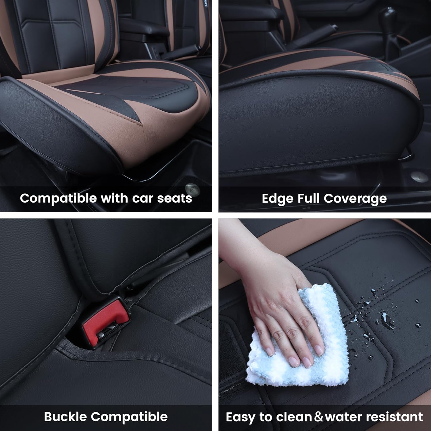 🔥【The last 32 sets】ATPVIMNA Full Package Nappa Leather Car Seat Covers, All Season Microfiber Skin Surface, Synthetic Fiber Fill🎉🎉🎉