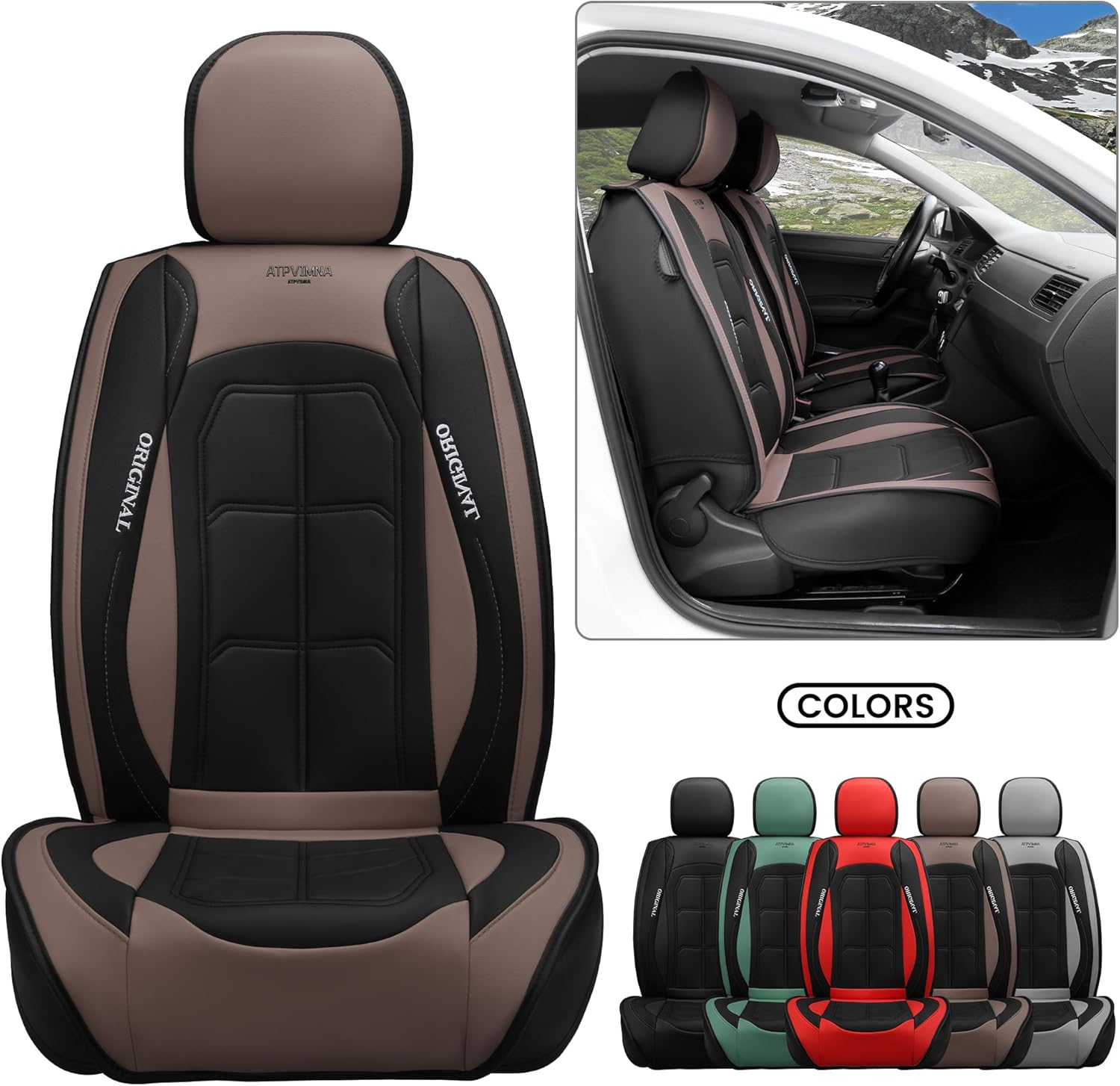 🔥【The last 32 sets】ATPVIMNA Full Package Nappa Leather Car Seat Covers, All Season Microfiber Skin Surface, Synthetic Fiber Fill🎉🎉🎉