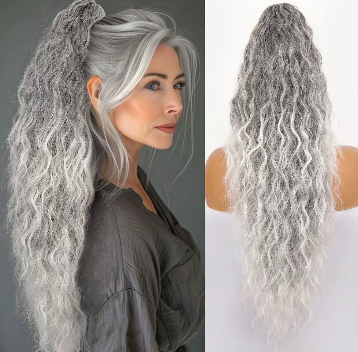 💜 LAST DAY PROMOTION - 70%OFF💜Curly Wavy Frizzy Hair Extension with Ponytail