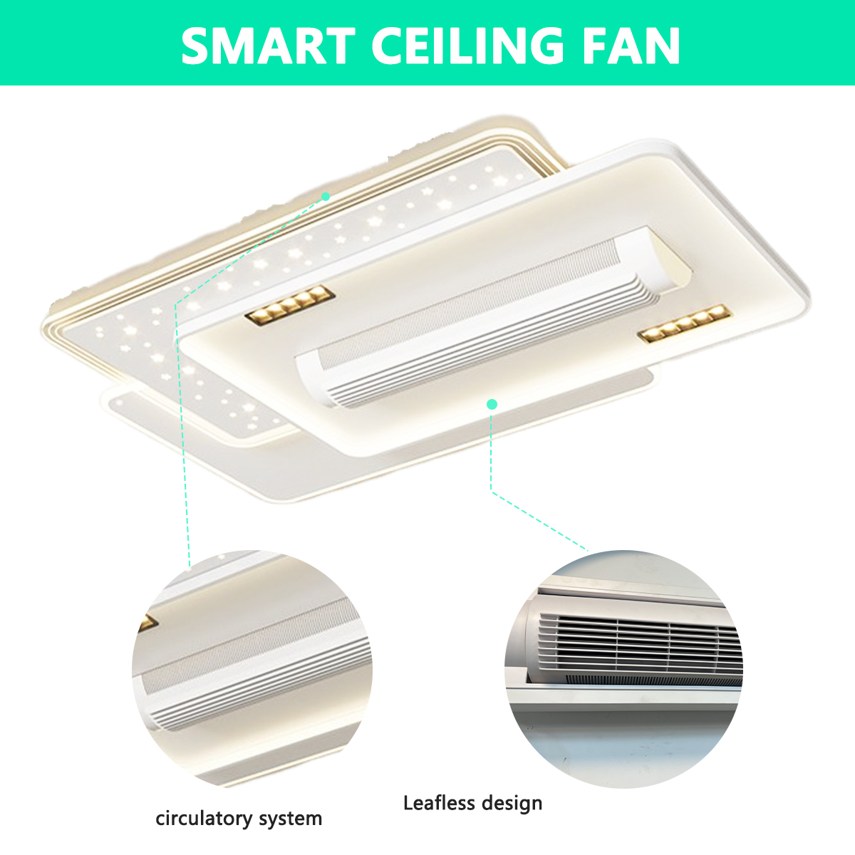 Modern Simple LED Ceiling Light Remote Control Bladeless Fan Spotlights for Bedroom Living Room Whole House Lighting Guangdong