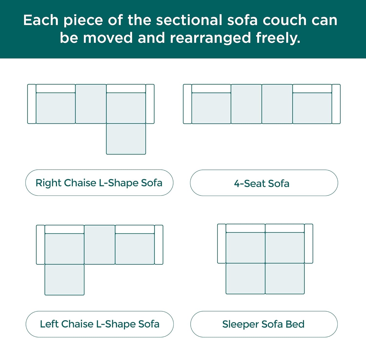 🔥 Acanva Convertible Modular Sectional Sofa with Movable Ottomans, Free Combination Corduroy Couch for Living Room Apartments, L-Shaped, White