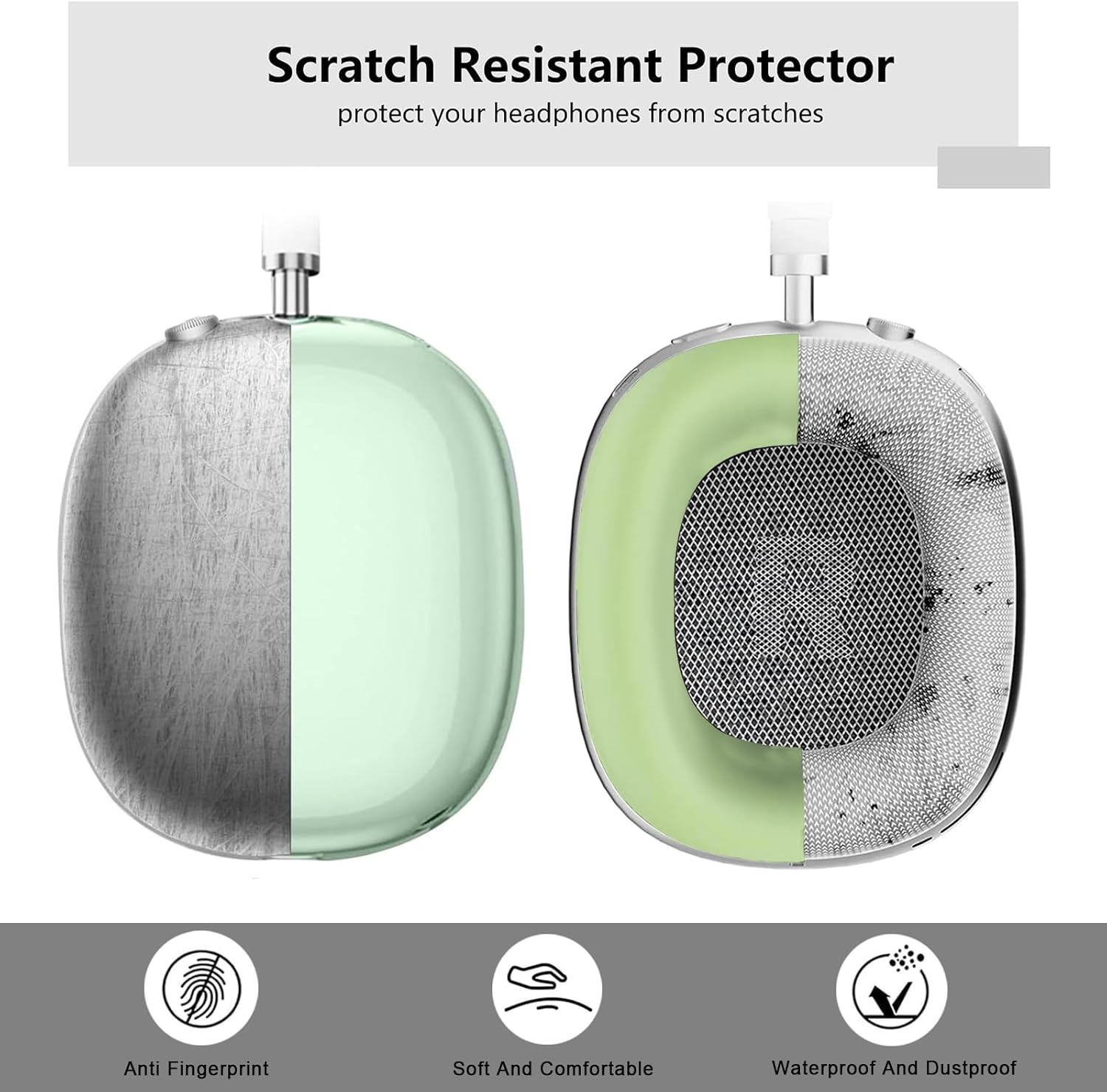 3 in 1 Silicone Case Cover Compatible with Apple Airpods Max Headphones, Clear Soft TPU Ear Cups Cover/Silicone Ear Pad Case Cover/Headband Cover Compatible with Apple Airpods Max (Clear Pink)