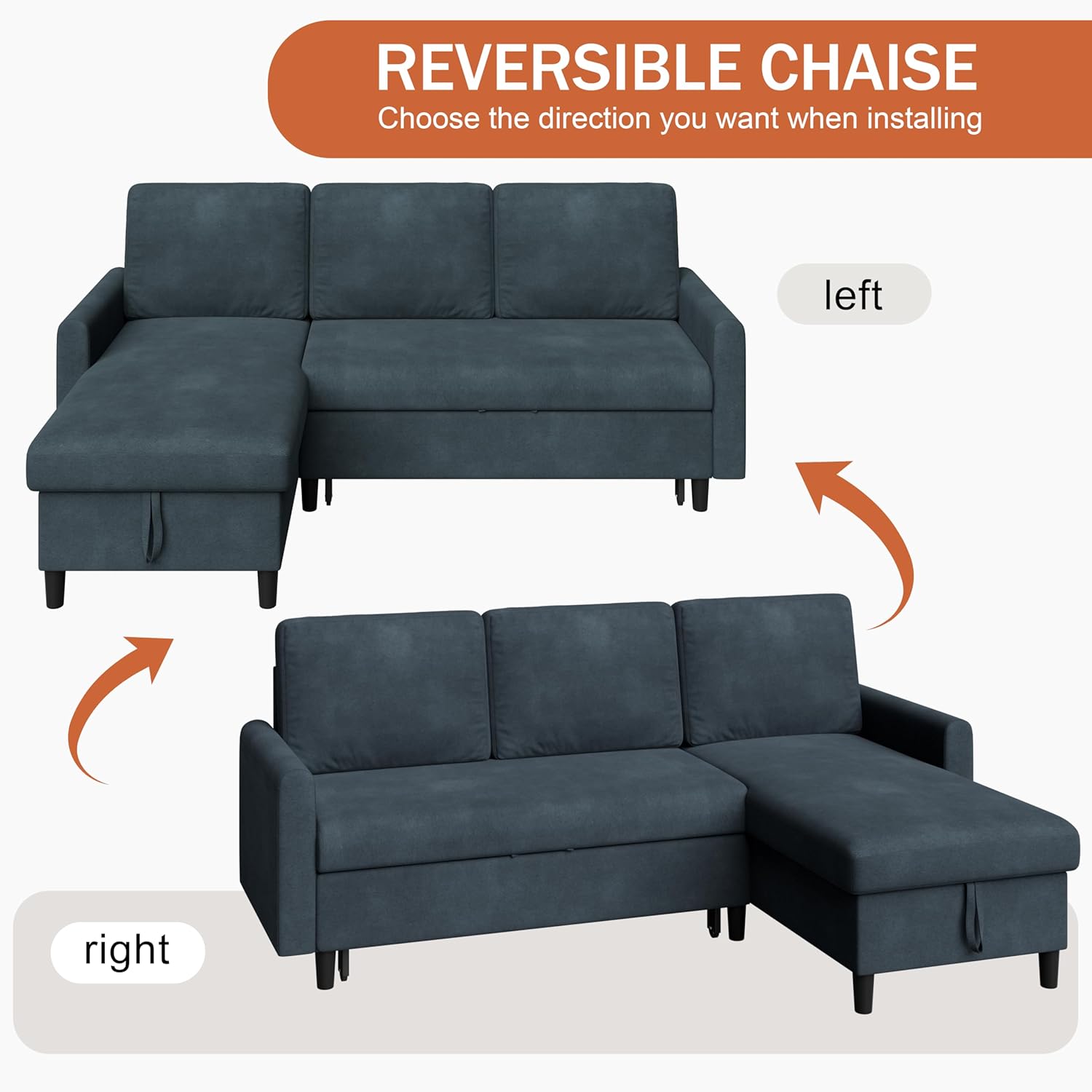 🎉Recommended Products🎉Vongrasig Sectional Sleeper Sofa, Pull Out Couch Bed with Storage, 2 in 1 L-Shaped Sofa Bed with Storage Chaise Linen Fabric for Living Room, Apartment, Small Space, Dark Grey