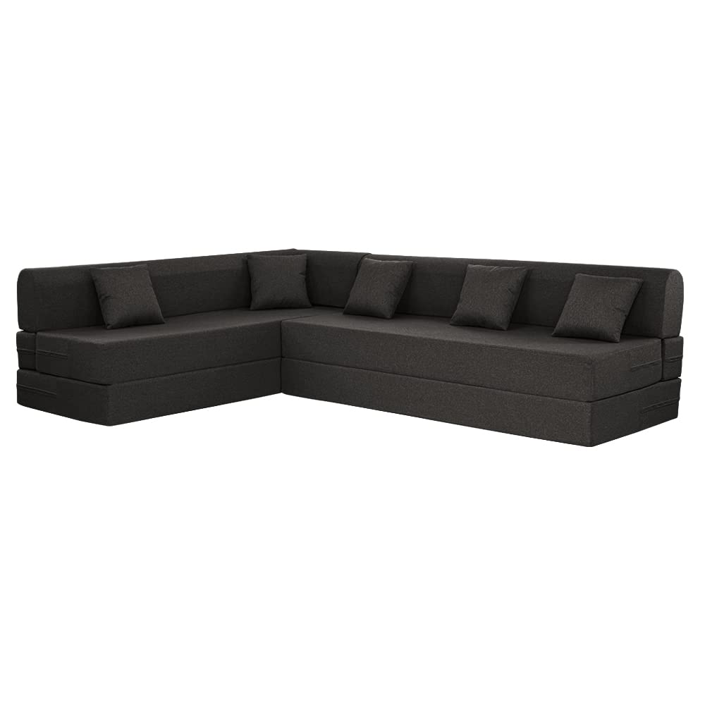 📆[Last Day For Clearance] Wakefit Polyester Sofa Cum Bed | 5 Year Warranty | 3 Seater, Sofa Bed 6 X 5 Feet, Foldable Sofa Cum Bed with 2 Cushion - Flipper (Warpknit: Grey)