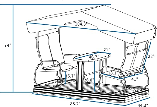 Outdoor Glider Benches for Outside Porch Patio Yard Retro Metal Glider Chair Outdoor
