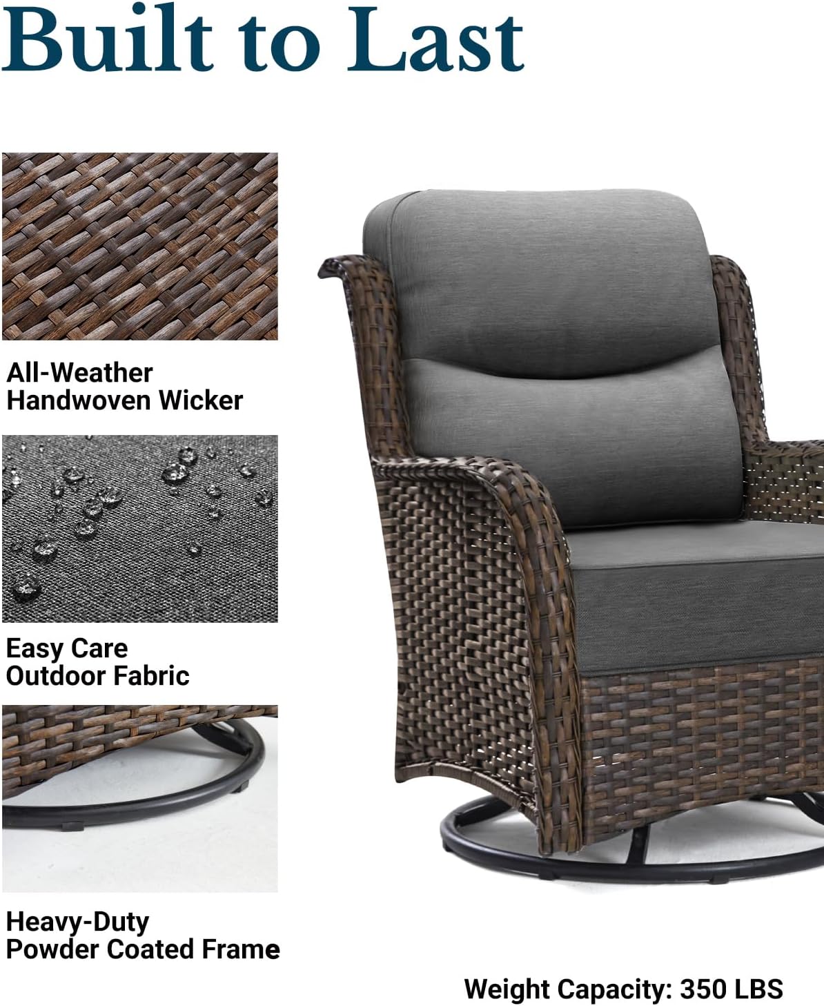 Luxury Outdoor Swivel Rocker Patio Chairs of 2