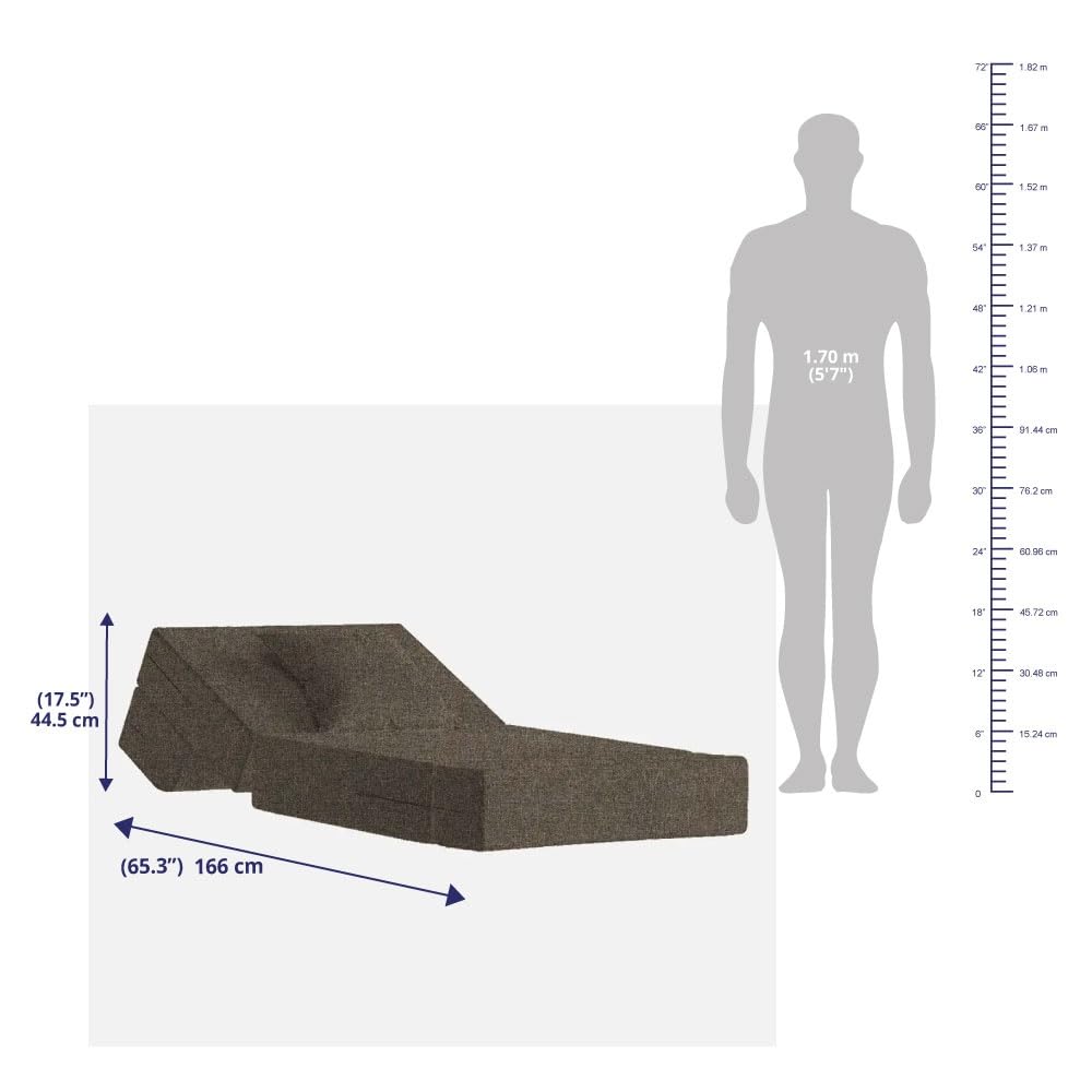 📆[Last Day For Clearance] Wakefit Polyester Sofa Cum Bed | 5 Year Warranty | 3 Seater, Sofa Bed 6 X 5 Feet, Foldable Sofa Cum Bed with 2 Cushion - Flipper (Warpknit: Grey)