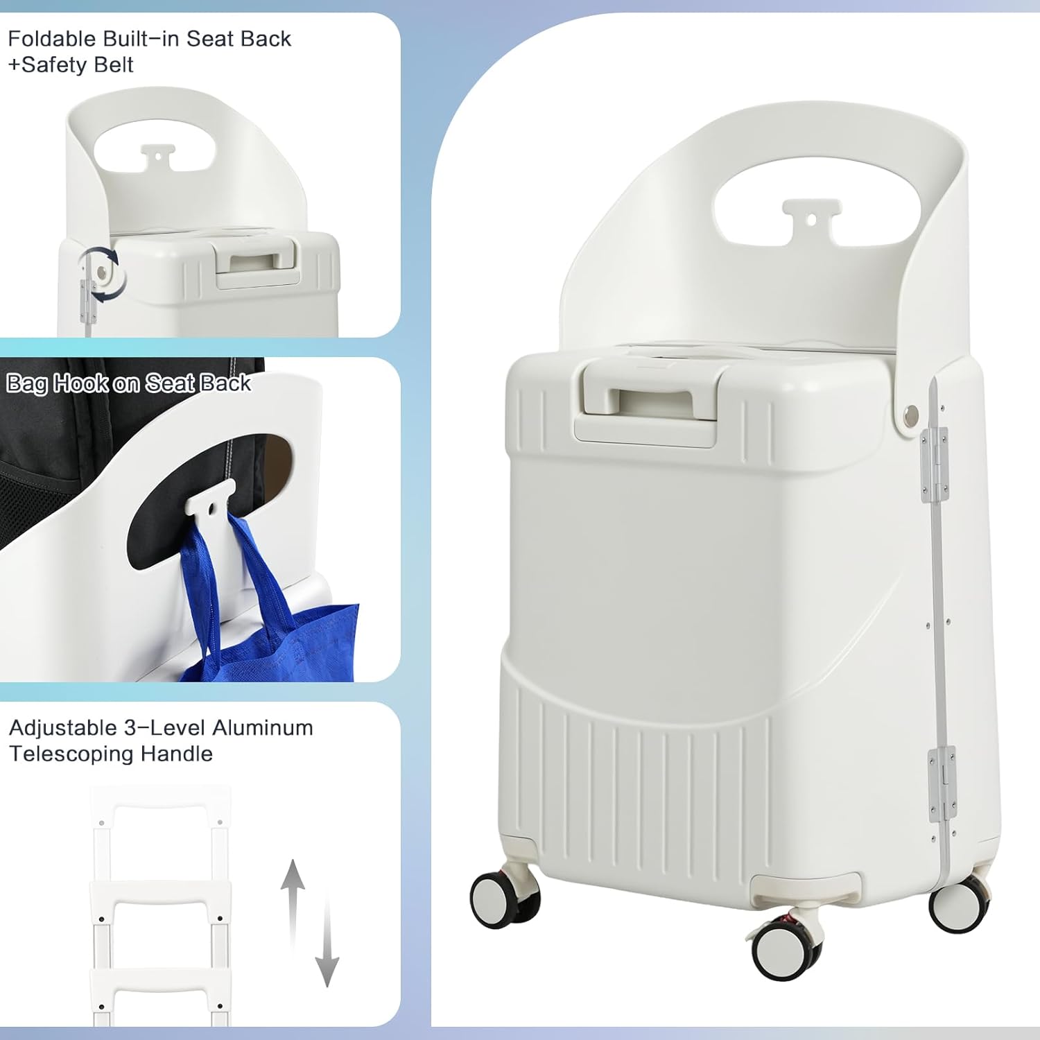 🎉【Buy 1 Get 1 Free】smilesun 20 Carry On Luggage with Seat For Kids & Adults，Hardside Ride On Suitcase with 360°Spinner and TSA Lock For Travel.