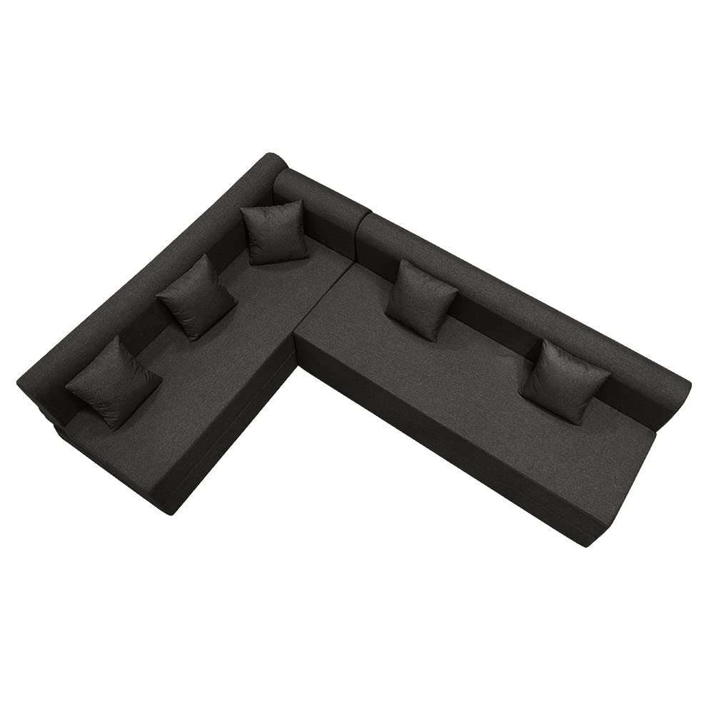 📆[Last Day For Clearance] Wakefit Polyester Sofa Cum Bed | 5 Year Warranty | 3 Seater, Sofa Bed 6 X 5 Feet, Foldable Sofa Cum Bed with 2 Cushion - Flipper (Warpknit: Grey)