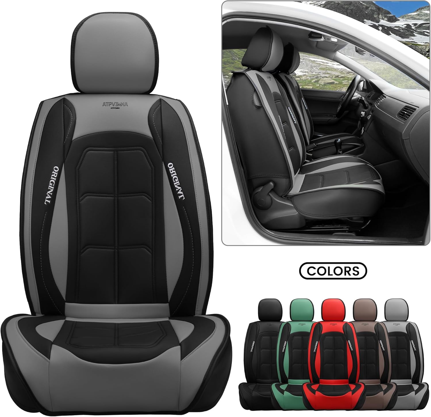 🔥【The last 32 sets】ATPVIMNA Full Package Nappa Leather Car Seat Covers, All Season Microfiber Skin Surface, Synthetic Fiber Fill🎉🎉🎉