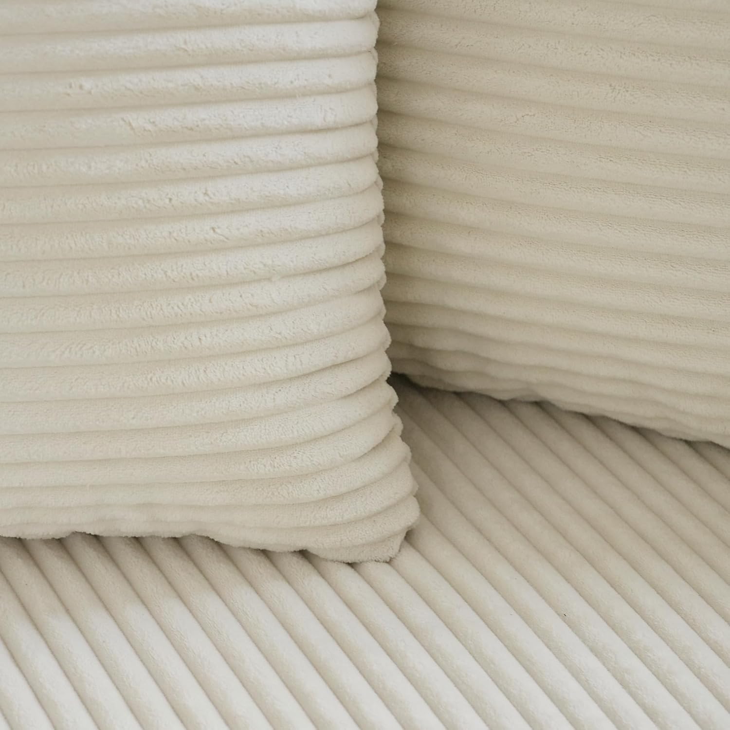 🔥 Acanva Convertible Modular Sectional Sofa with Movable Ottomans, Free Combination Corduroy Couch for Living Room Apartments, L-Shaped, White