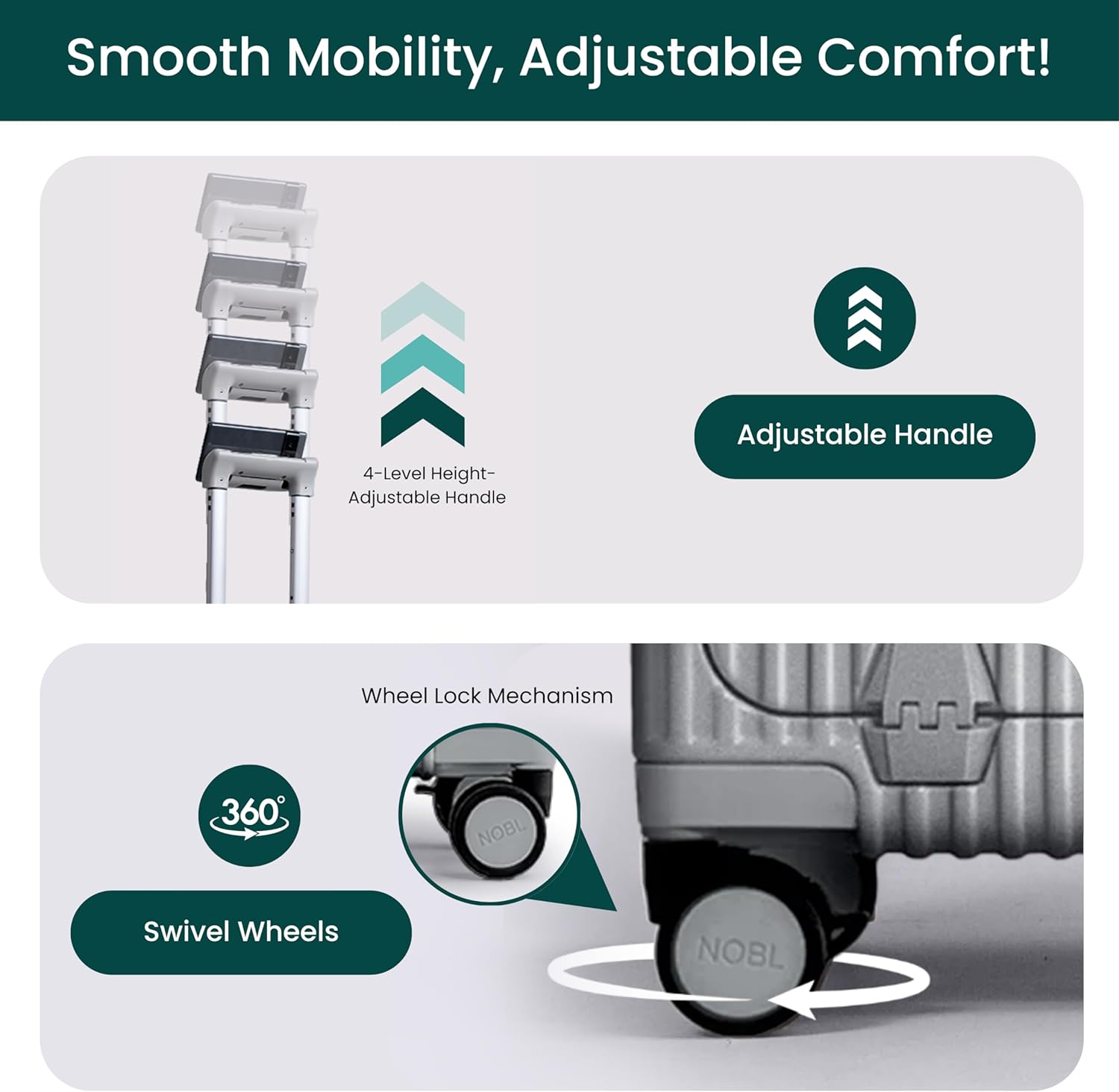 🔥【Buy 1 Get 1 Free】Nobl Travel Carry On Luggage, Noble Zipperless Aluminum Frame PC Hard Shell Suitcase, 22.5x15x9.5 Airline Approved, 360° Spinner Wheels, TSA Locks, USB Charging Port, Cup & Phone Holder - Pink