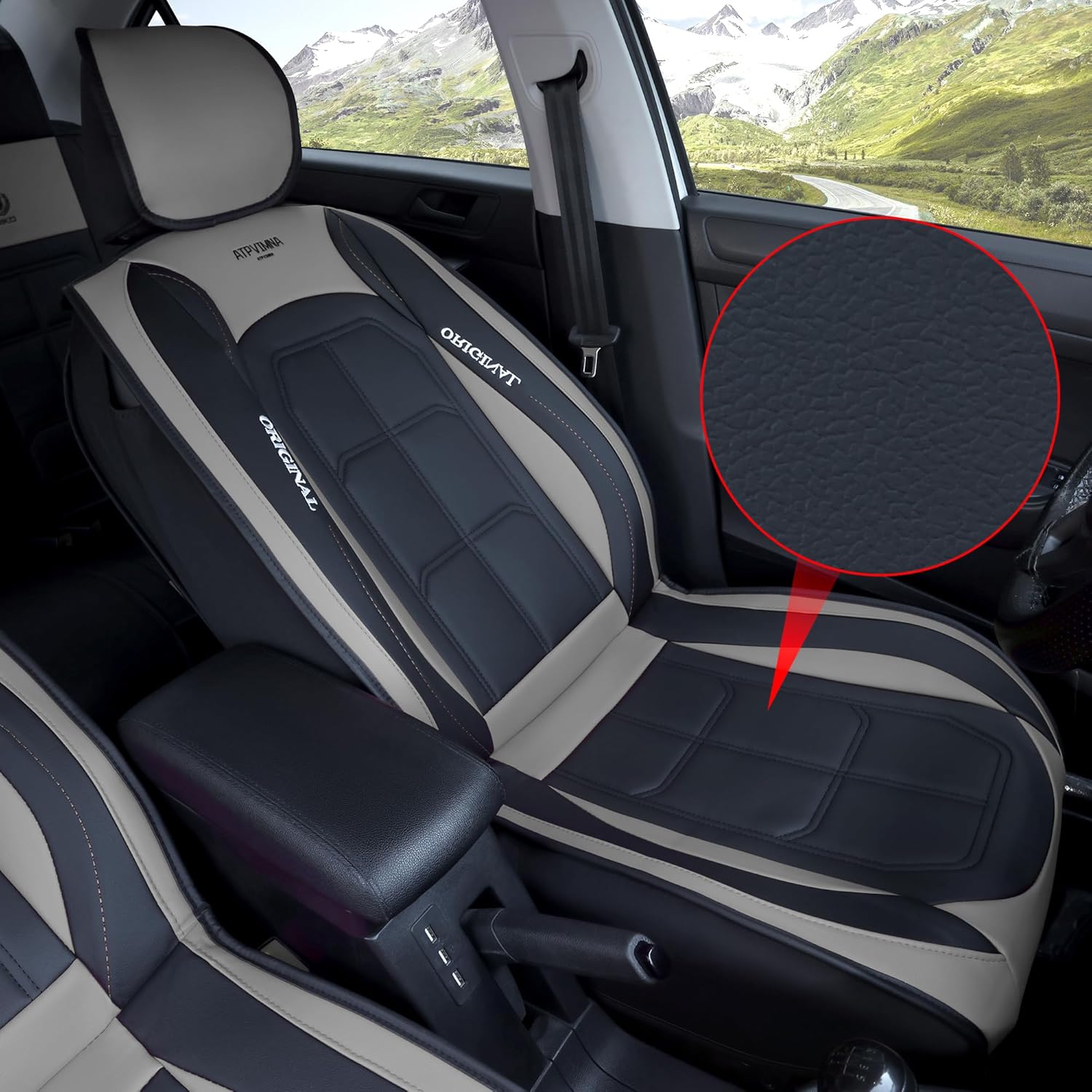 🔥【The last 32 sets】ATPVIMNA Full Package Nappa Leather Car Seat Covers, All Season Microfiber Skin Surface, Synthetic Fiber Fill🎉🎉🎉