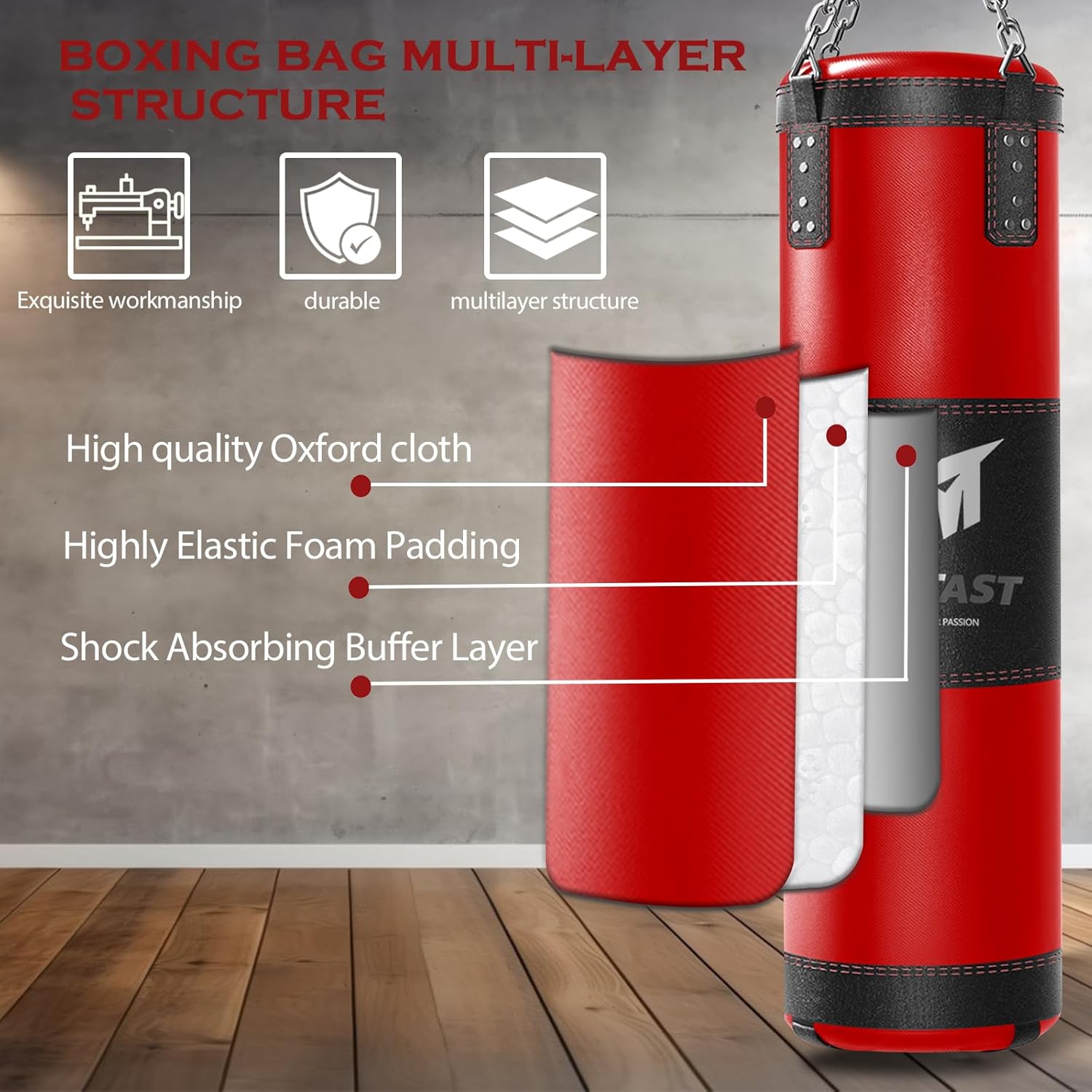 📣[Take away a whole set] Mesetast Punching Bag for Adults, 4ft Heavy Boxing Bag Set with 12 OZ Gloves for MMA Karate Kickboxing Boxing