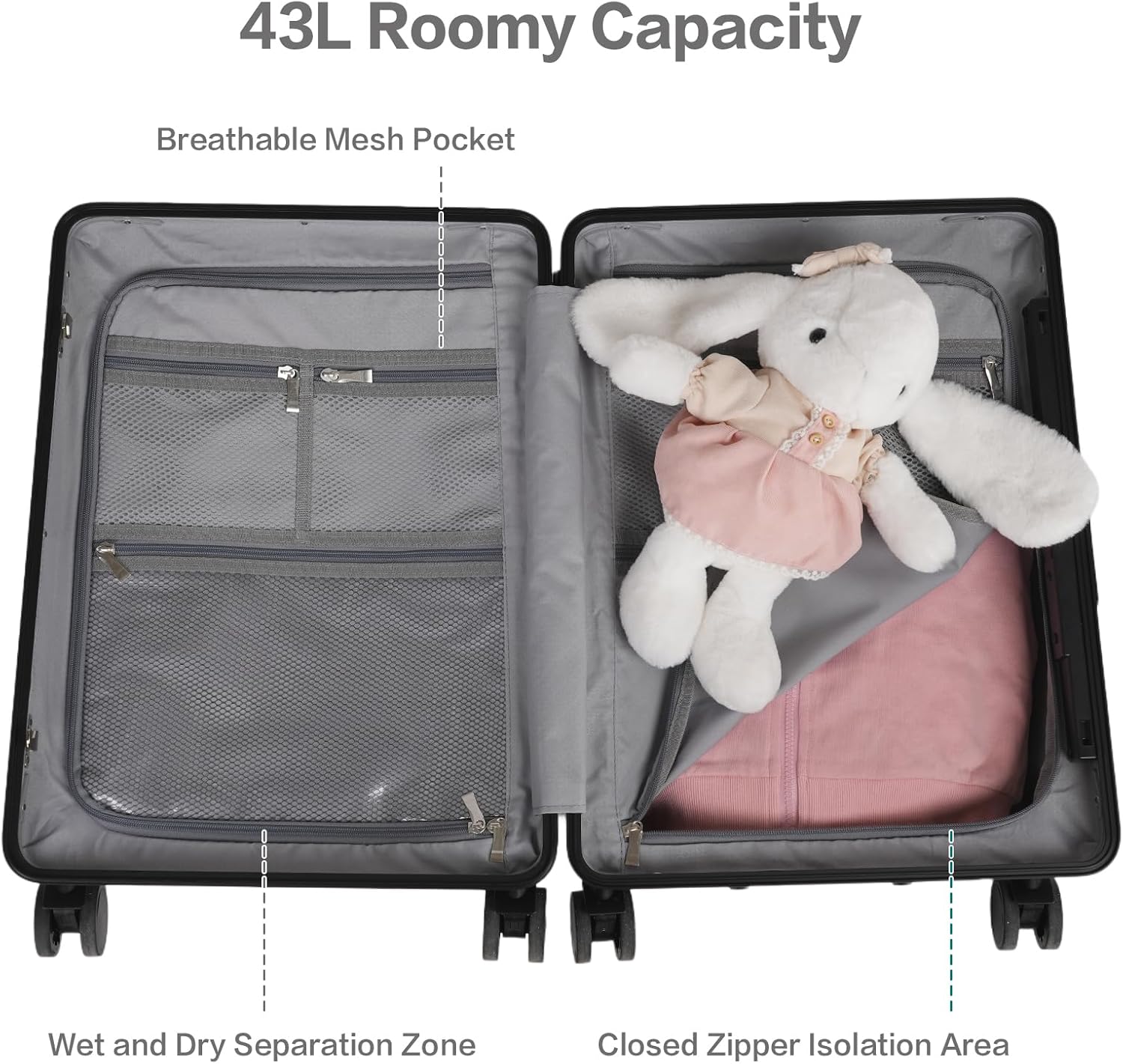 🎉【Buy 1 Get 1 Free】smilesun 20 Carry On Luggage with Seat For Kids & Adults，Hardside Ride On Suitcase with 360°Spinner and TSA Lock For Travel.