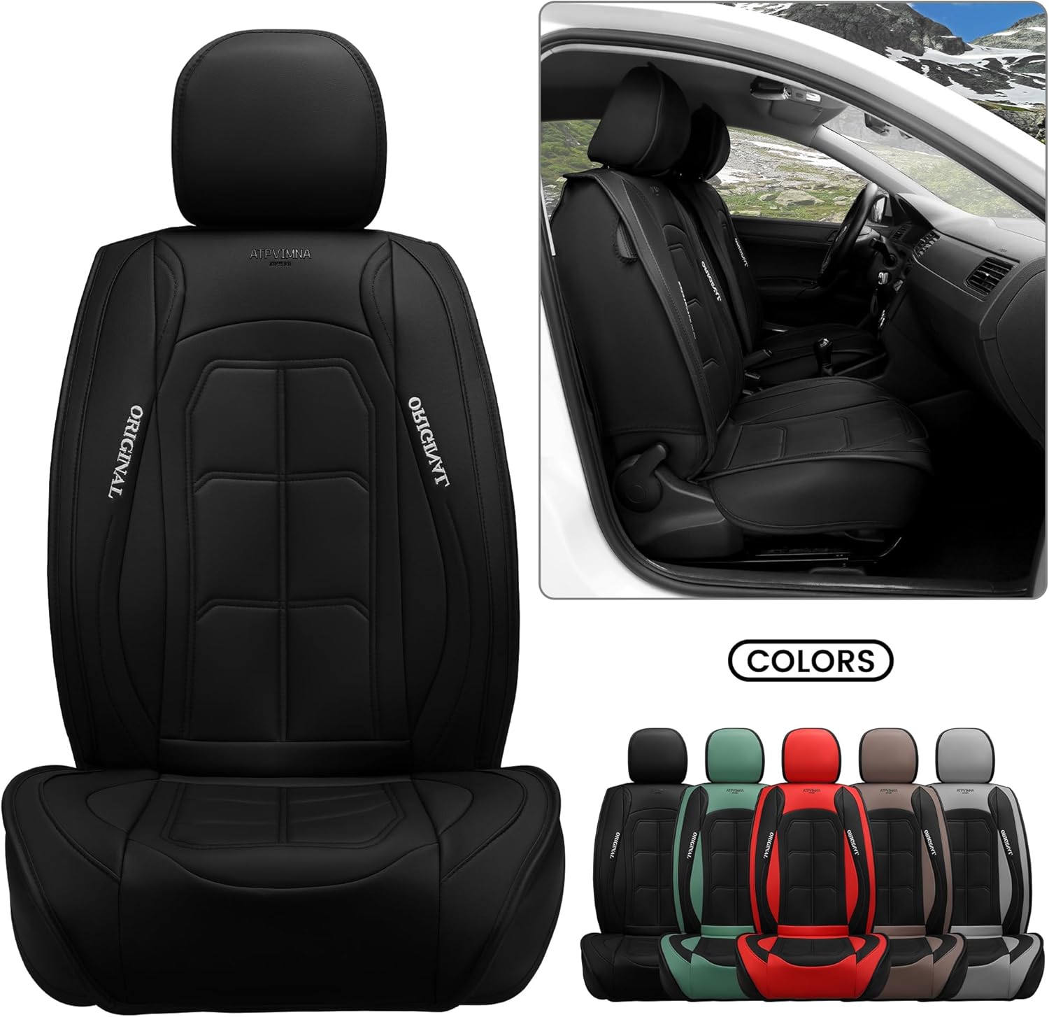 🔥【The last 32 sets】ATPVIMNA Full Package Nappa Leather Car Seat Covers, All Season Microfiber Skin Surface, Synthetic Fiber Fill🎉🎉🎉