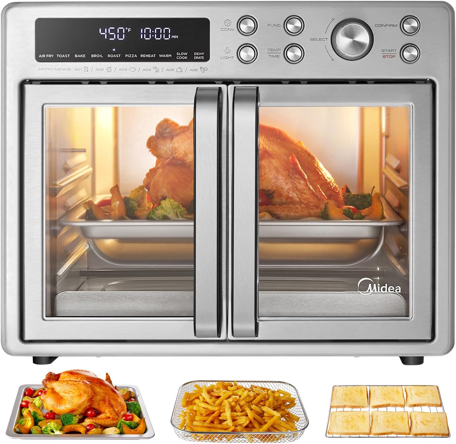 🔥Clearance sale🔥Extra Large Air Fryer Countertop Oven 10-in-1 Combo, 25% Faster Cooking and 90% Less Oil, Stainless Steel