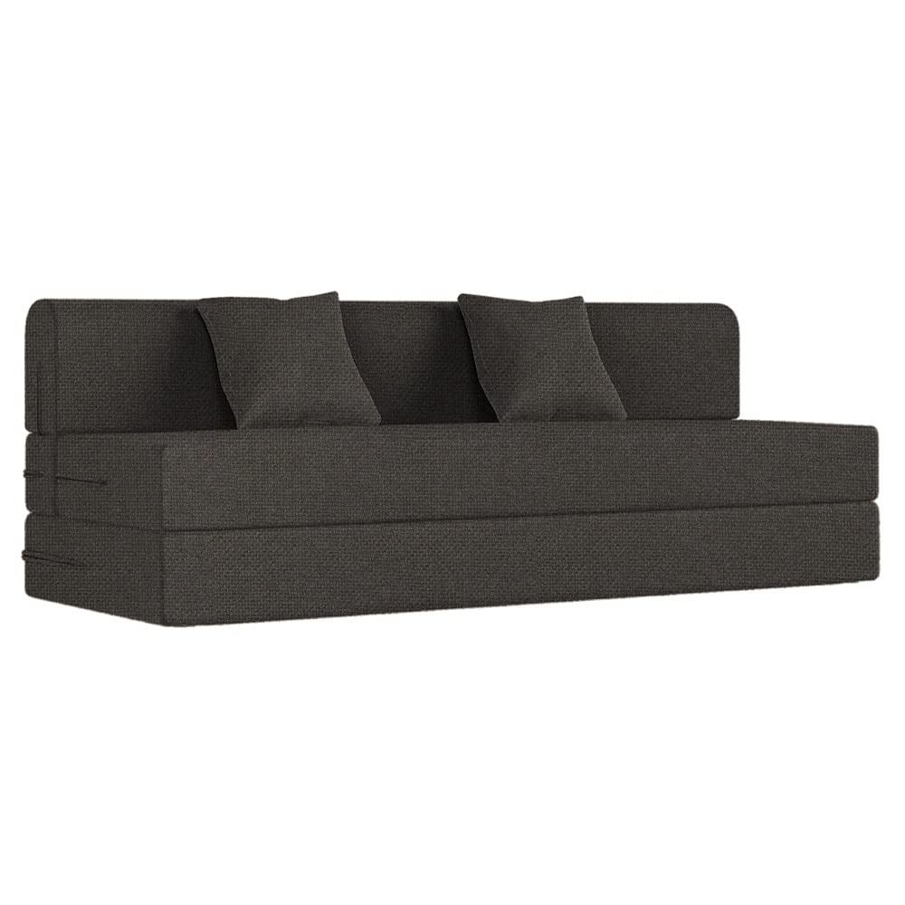 📆[Last Day For Clearance] Wakefit Polyester Sofa Cum Bed | 5 Year Warranty | 3 Seater, Sofa Bed 6 X 5 Feet, Foldable Sofa Cum Bed with 2 Cushion - Flipper (Warpknit: Grey)
