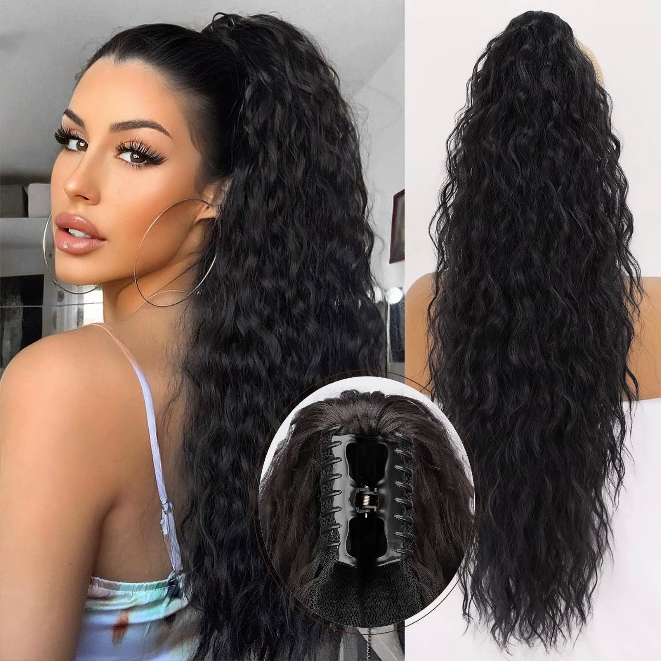 💜 LAST DAY PROMOTION - 70%OFF💜Curly Wavy Frizzy Hair Extension with Ponytail