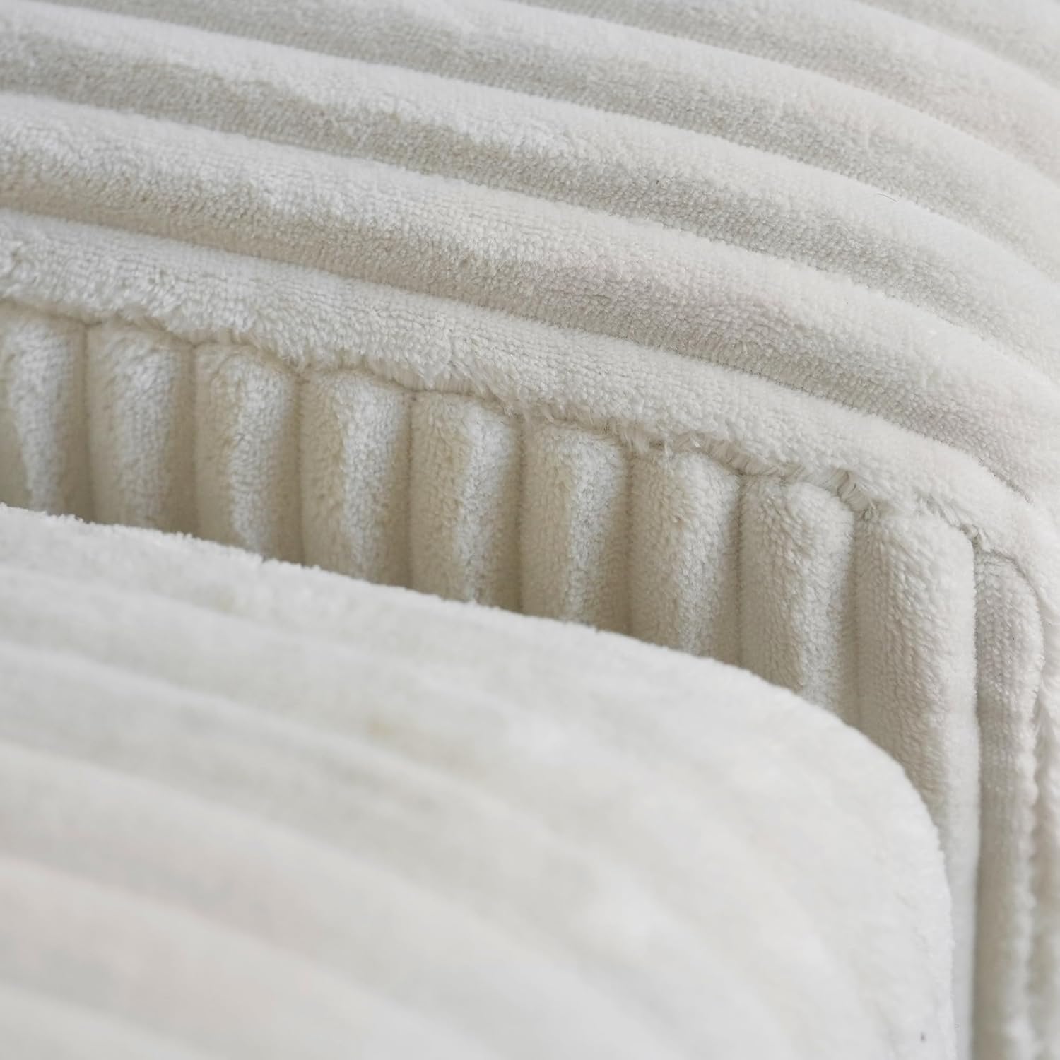 🔥 Acanva Convertible Modular Sectional Sofa with Movable Ottomans, Free Combination Corduroy Couch for Living Room Apartments, L-Shaped, White