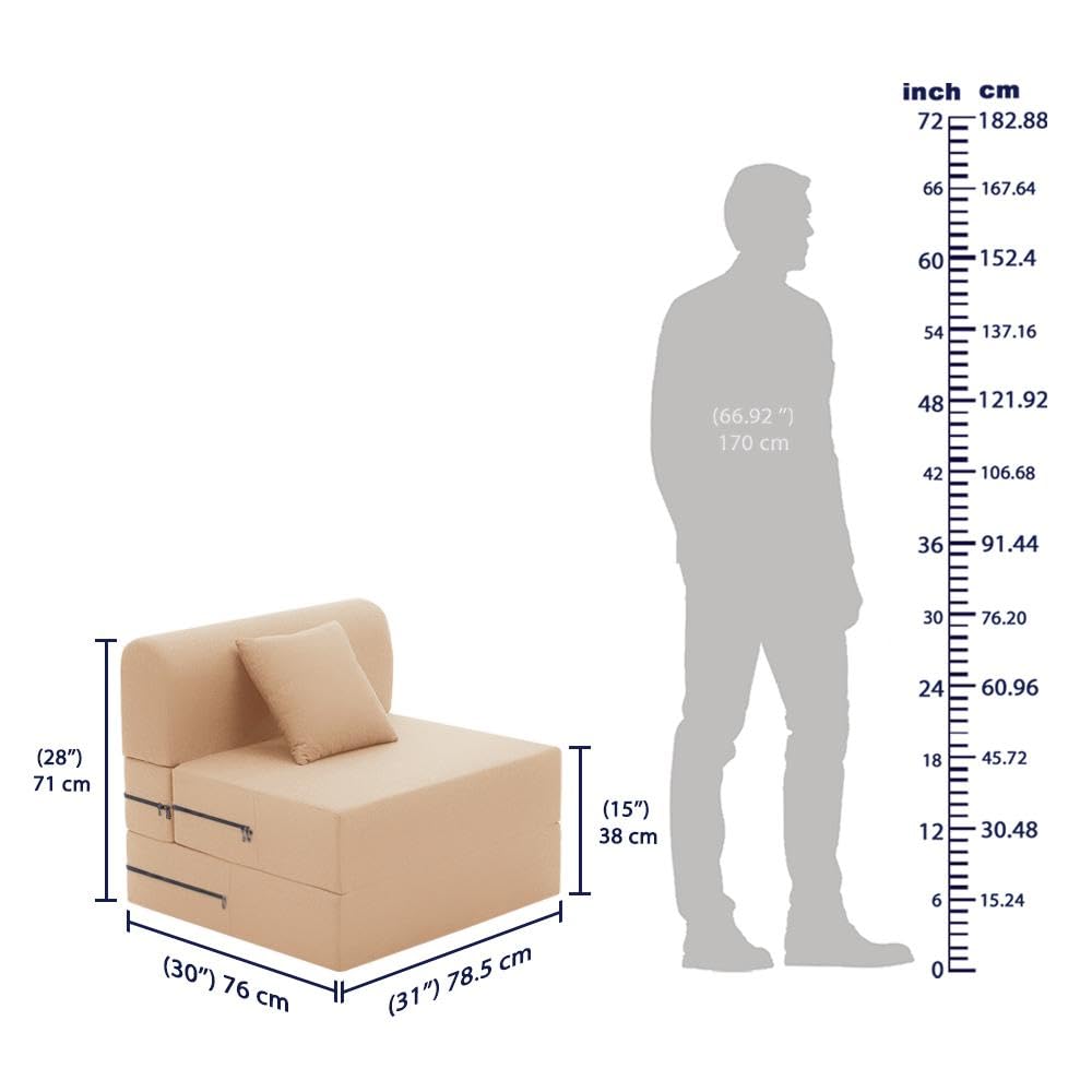 📆[Last Day For Clearance] Wakefit Polyester Sofa Cum Bed | 5 Year Warranty | 3 Seater, Sofa Bed 6 X 5 Feet, Foldable Sofa Cum Bed with 2 Cushion - Flipper (Warpknit: Grey)