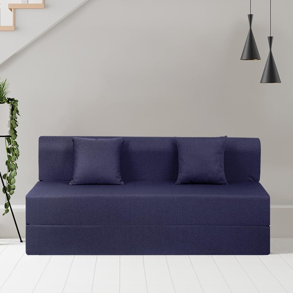 📆[Last Day For Clearance] Wakefit Polyester Sofa Cum Bed | 5 Year Warranty | 3 Seater, Sofa Bed 6 X 5 Feet, Foldable Sofa Cum Bed with 2 Cushion - Flipper (Warpknit: Grey)