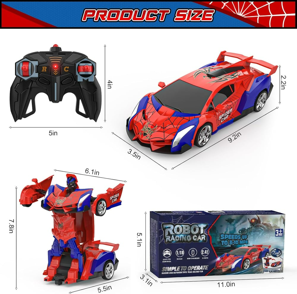 🎄CHRISTMAS SALE 50% OFF✨ BLUEJAY Transforming RC Robot Car - One-Button Deformation & 360° Spin Toy