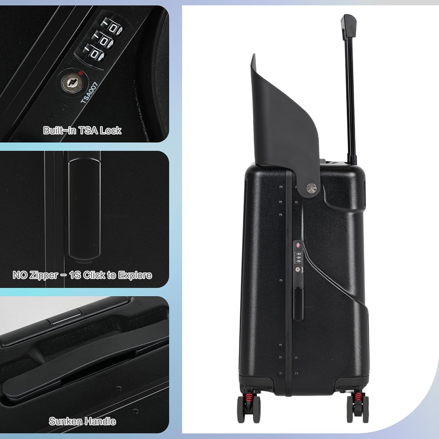 🎉【Buy 1 Get 1 Free】smilesun 20 Carry On Luggage with Seat For Kids & Adults，Hardside Ride On Suitcase with 360°Spinner and TSA Lock For Travel.