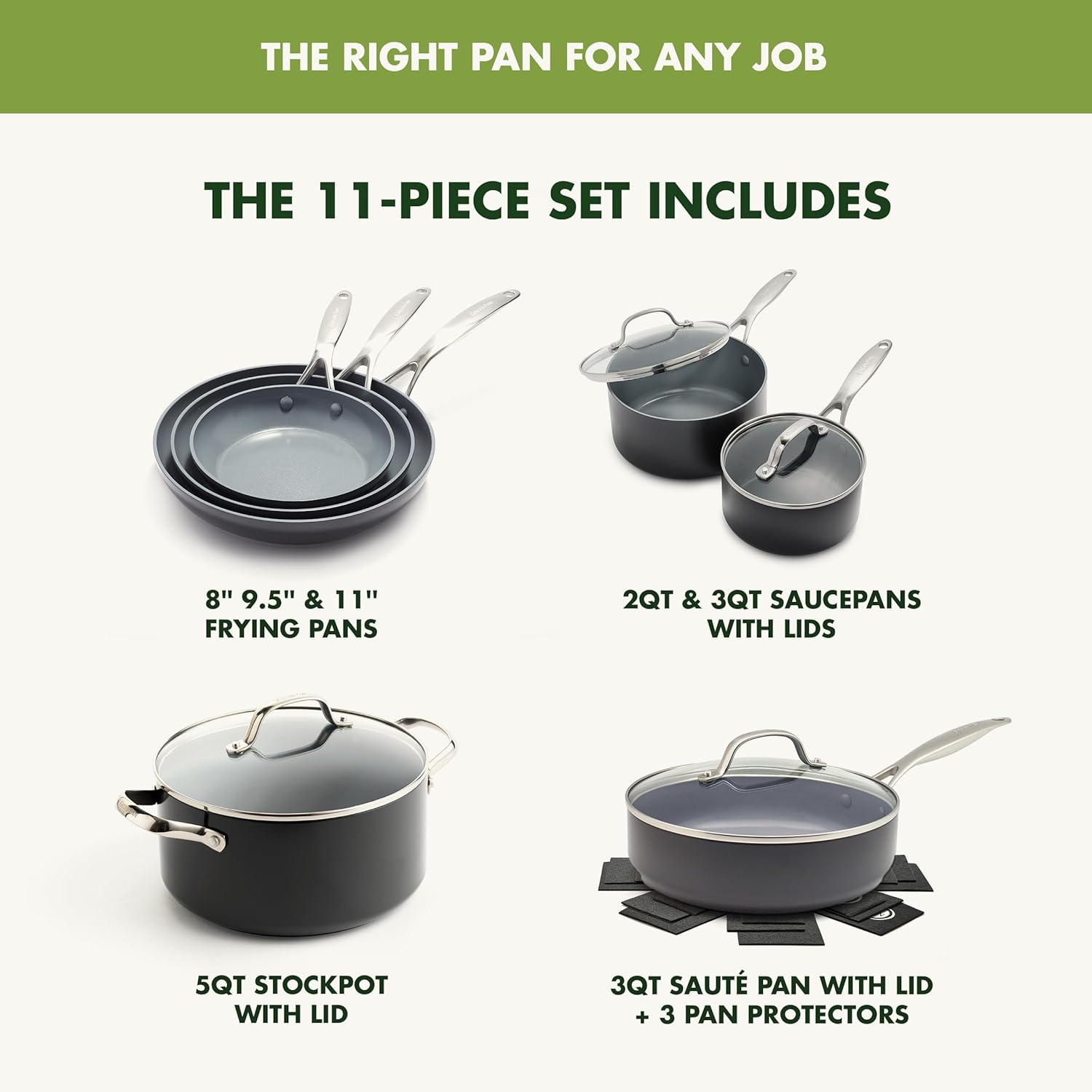⏰ As low as GH₵ 199🎉GreenPan 22 Piece Valencia Pro Ceramic Nonstick Cookware Set, PFAS-Free, Induction Ready, Hard Anodized Pots & Pans with Lids, Compatible on All Cooktops, Dishwasher & Oven Safe