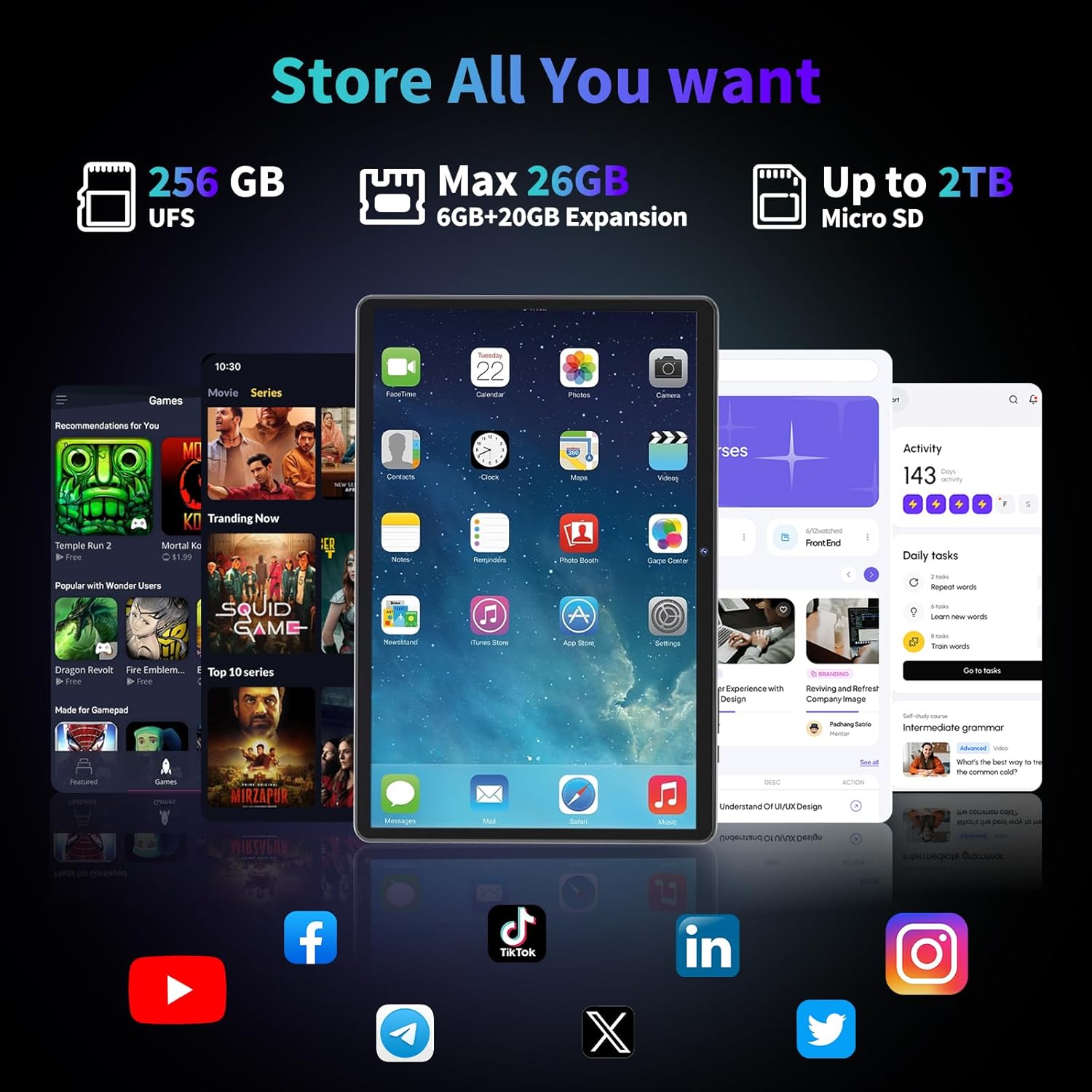 😍【The last chance in 2025】 2025 Android 15 tablet with keyboard, 26GB+256GB+2TB Expand, 10 inch 2-in-1 Tablets with 8-Core, 5G WiFi, 8000mAh, BT5.0, 5MP+13MP, GMS, GPS, Widevine L1, Tablet PC with Mouse, Case, Stylus (Silver)