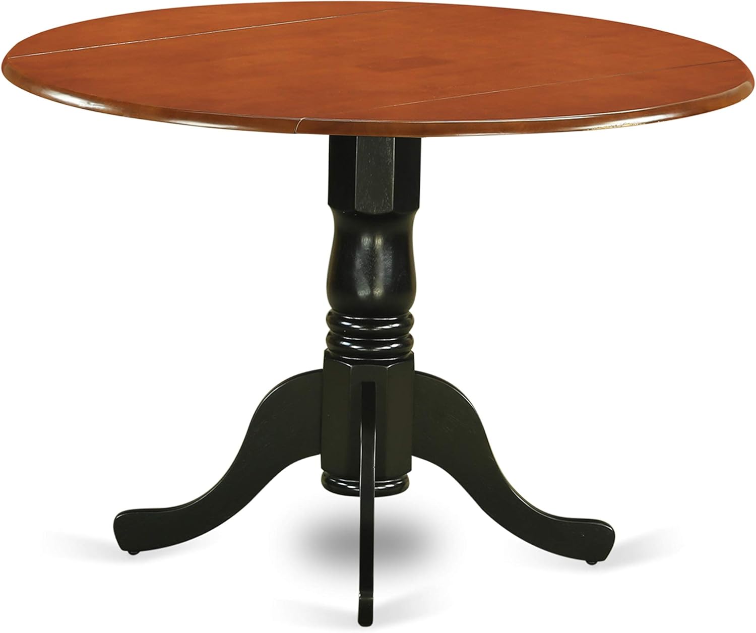 🔥 East West Furniture DLKE5-BCH-W 5 Piece Dining Room Furniture Set Includes a Round Dining Table with Dropleaf and 4 Wood Seat Chairs, 42x42 Inch, Black & Cherry