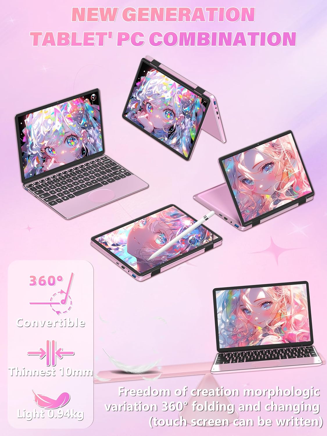 😘⏰【Limited Edition】【Only 7 left! Price will go back to normal once sold out】Svikou 11 Gray 2-in-1 Convertible Touchscreen Laptop, FHD (1920x1200) IPS Display, in tel N100 Processor, 16GB RAM 1TB SSD, Facial Recognition, Backlit KB, USB-C,Win 11 Pro for Students & Travel